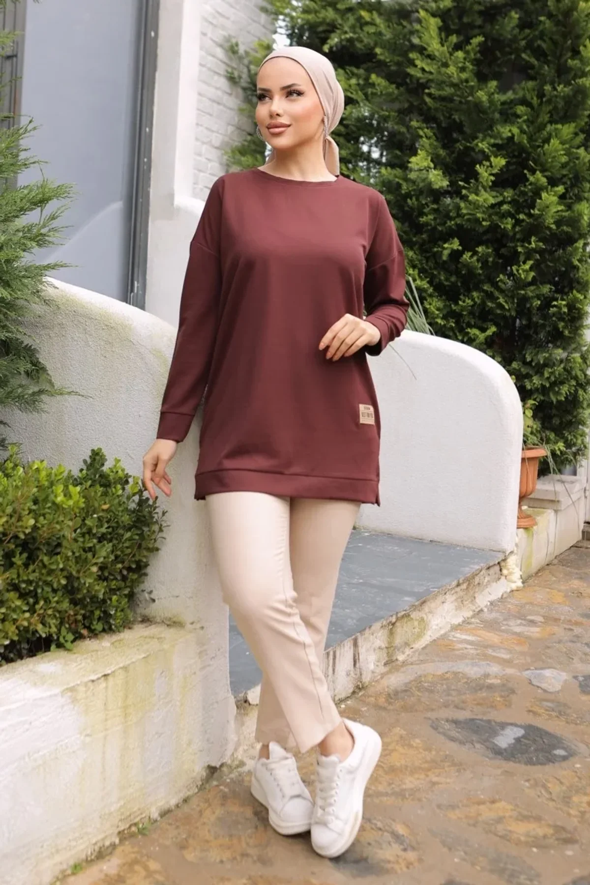 Yeni Stil Kahve Arma Detaylı Tunik 10020 - Just Cheap Store Görsel 4