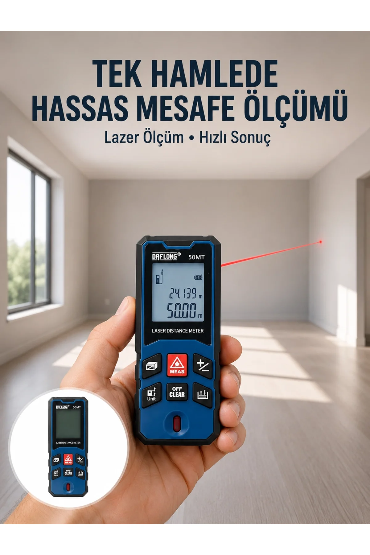Lazer Metre 50 Mt Hassas Ve Hızlı Ölçüm Özellikli Yeni Nesil