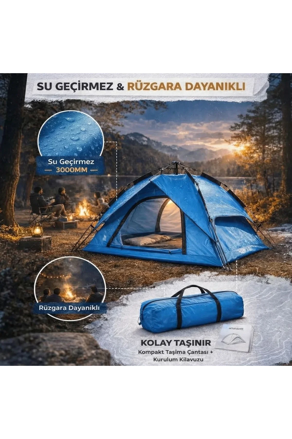 4 Kişilik Otomatik Kamp Çadırı – Çift Katmanlı, Suya Dayanıklı, Hızlı Kurulum Outdoor Aile ve Doğa Ç - Just Cheap Store Görsel 3