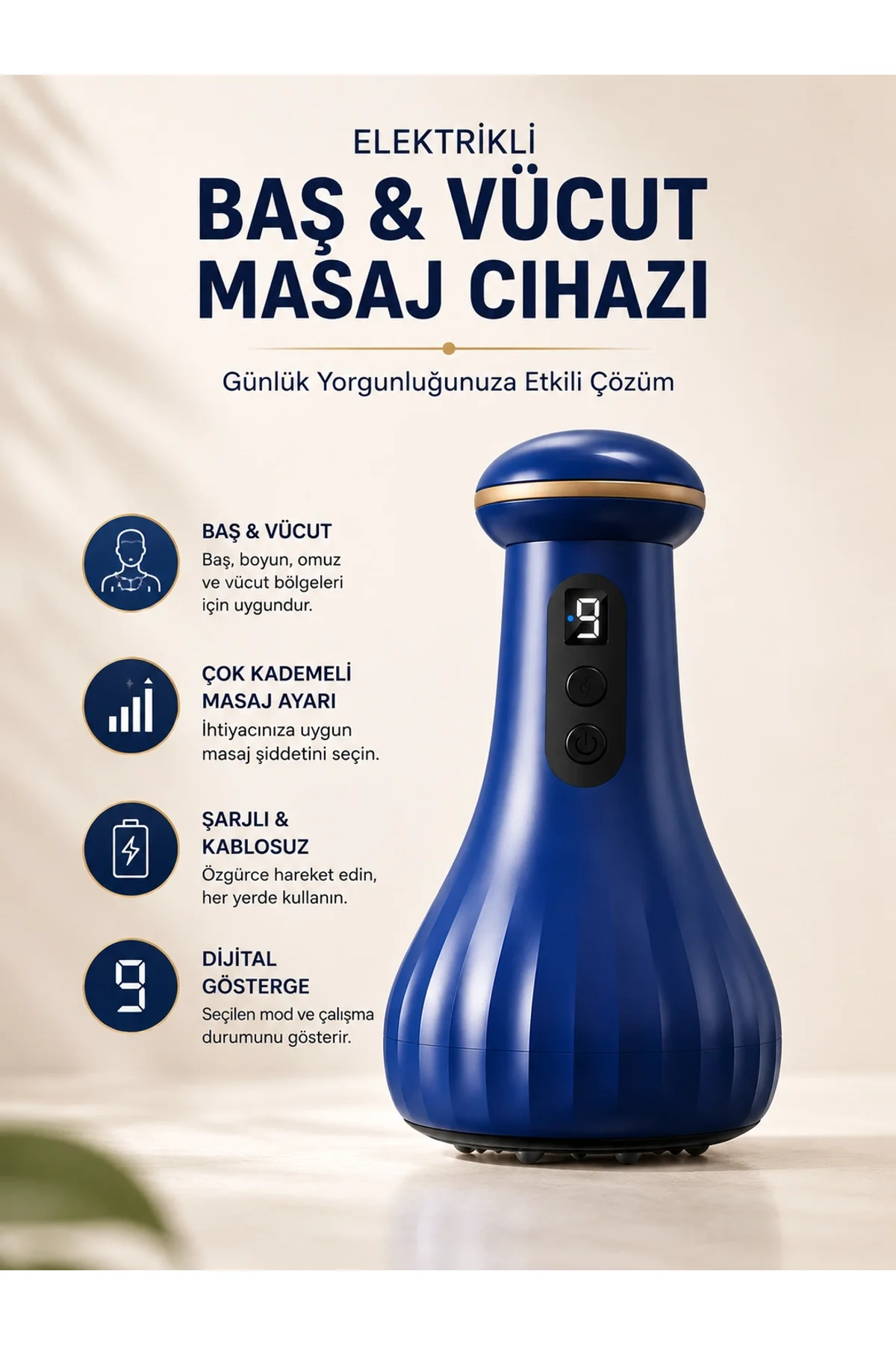 Elektrikli Masaj Cihazı Baş, Vücut Kullanımına Uygun