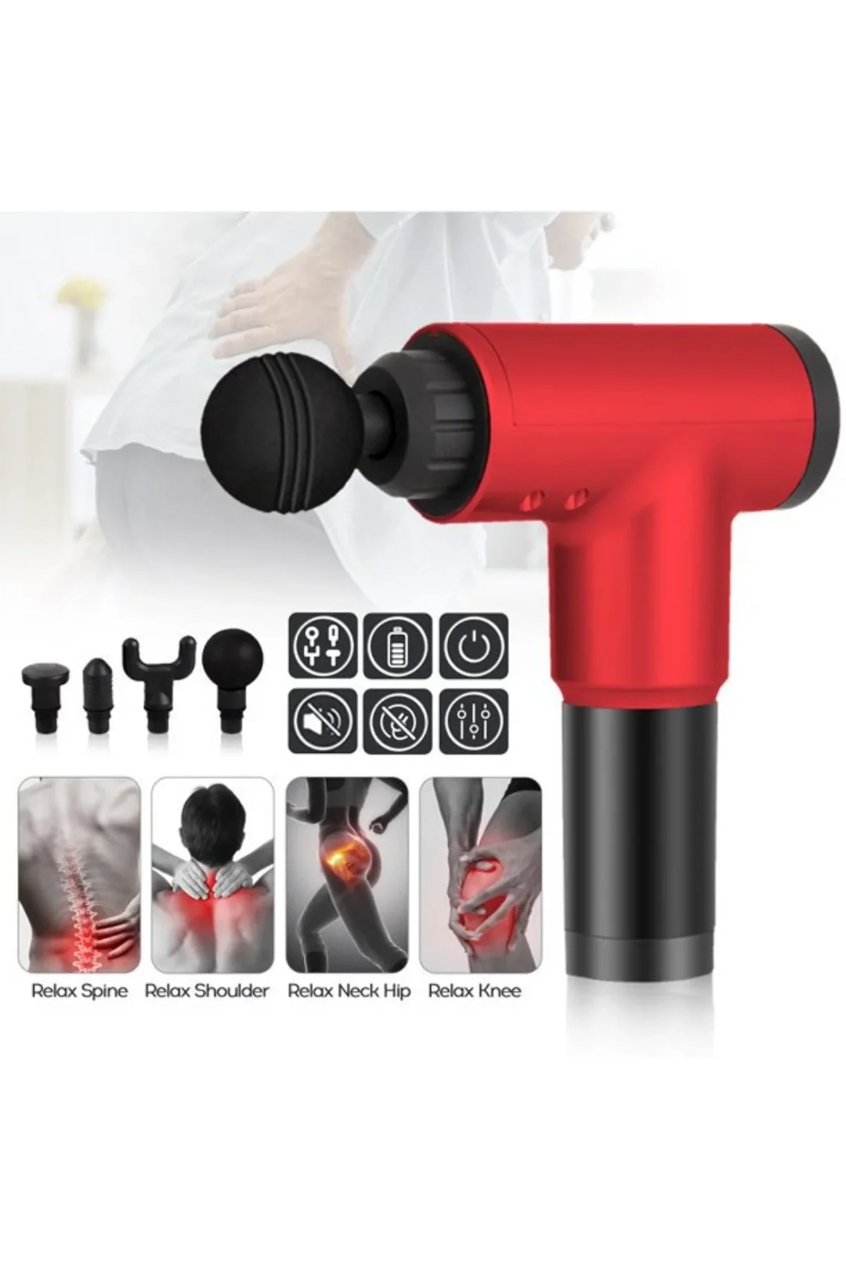 Fascial Gun RH-320 6 Kademe Hız Ayarlı, 4 Parça Başlıklı, Usb Şarjlı, Masaj Tabanca Aleti (4741) - Just Cheap Store Görsel 4