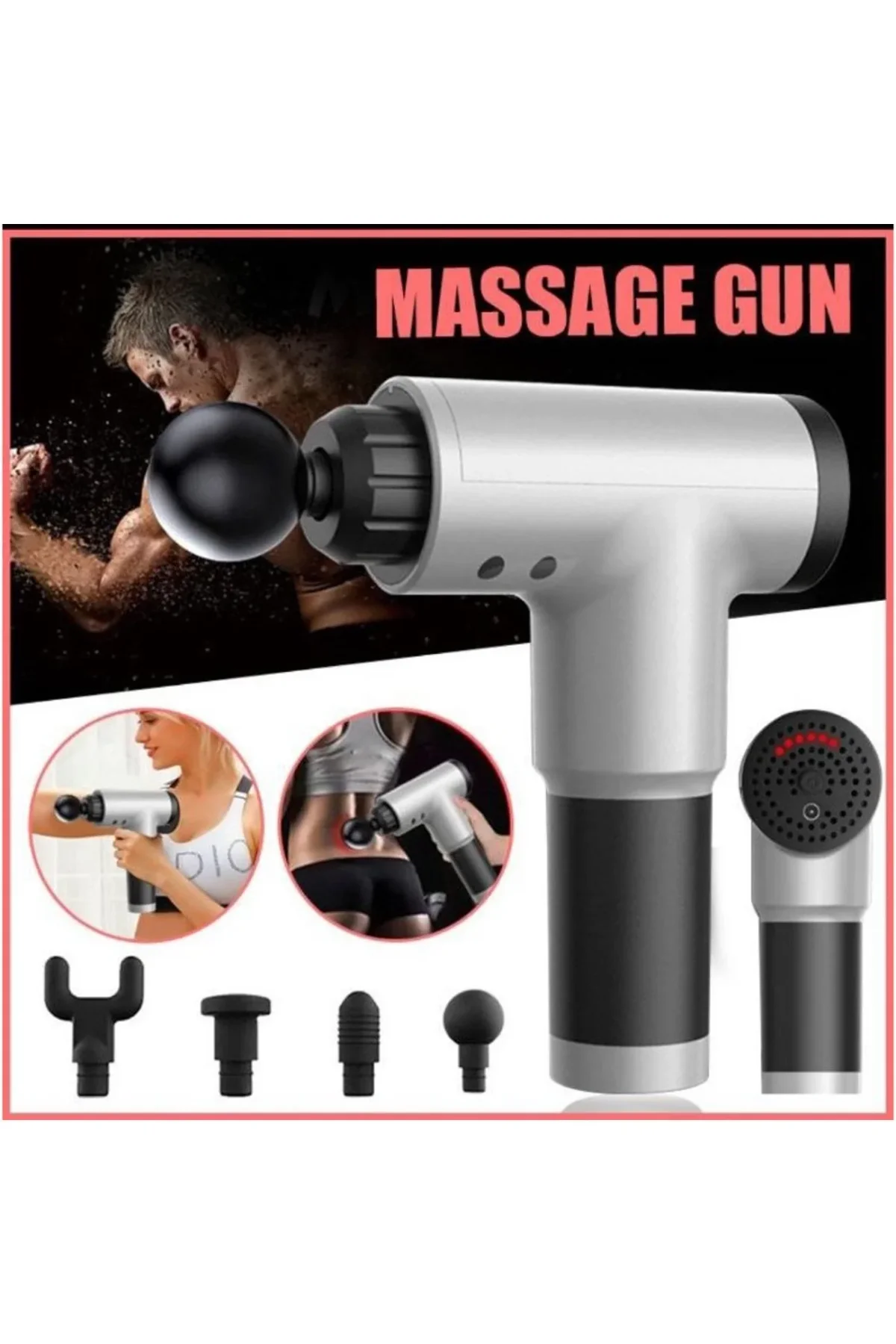 Fascial Gun RH-320 6 Kademe Hız Ayarlı, 4 Parça Başlıklı, Usb Şarjlı, Masaj Tabanca Aleti (4741) - Just Cheap Store Görsel 5