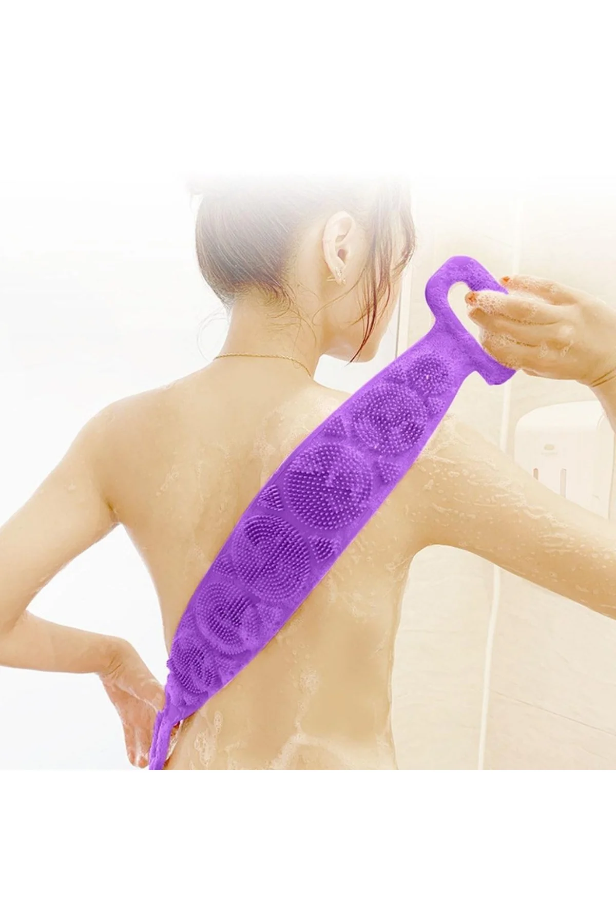 Çift Taraflı Banyo Hamam Lifi Silikon Masajlı Yumuşak Duş Lifi Uzun Ömürlü Hazır Banyo Kesesi (4741) - Just Cheap Store Görsel 3