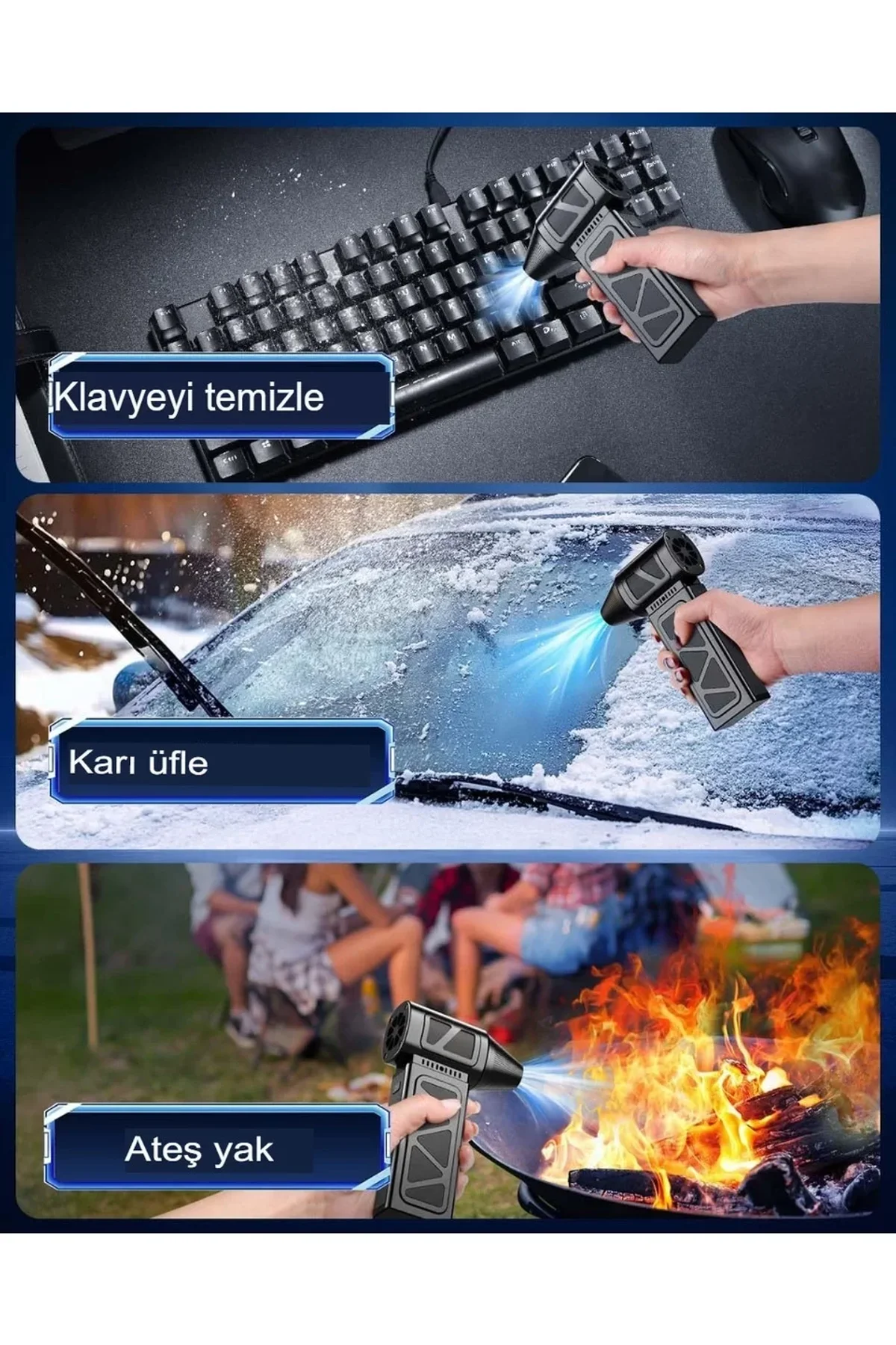 Mega Turbo Üfleyici Elektrikli Şiddetli Fan Hava Kompresör 130.000RPM Mangal Barbekü Fanı (4741) - Just Cheap Store Görsel 3