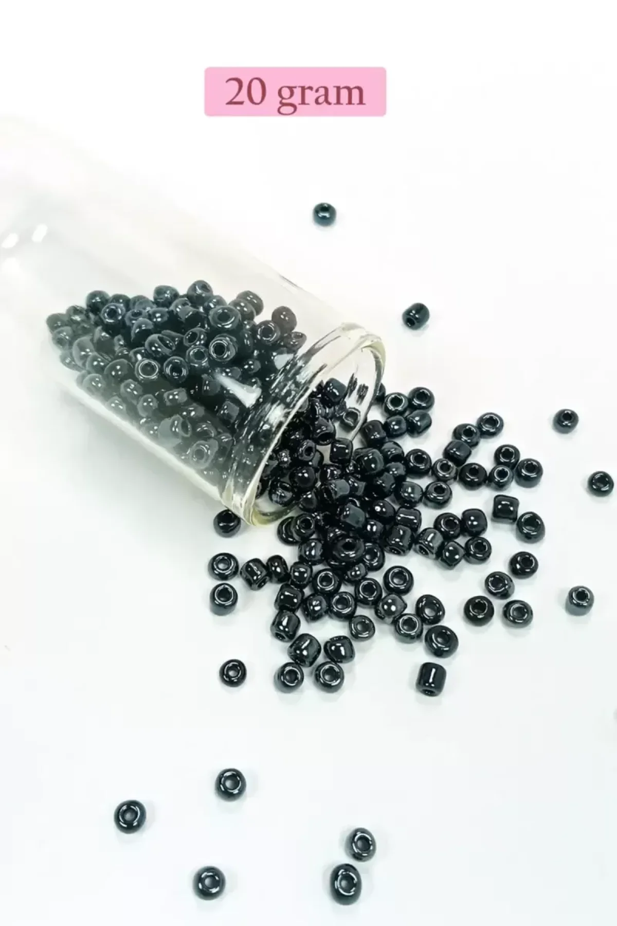 Dökme Cam Kum Boncuk Büyük Boy (6/0) 4 mm - 20 Gram - Siyah - BNC084