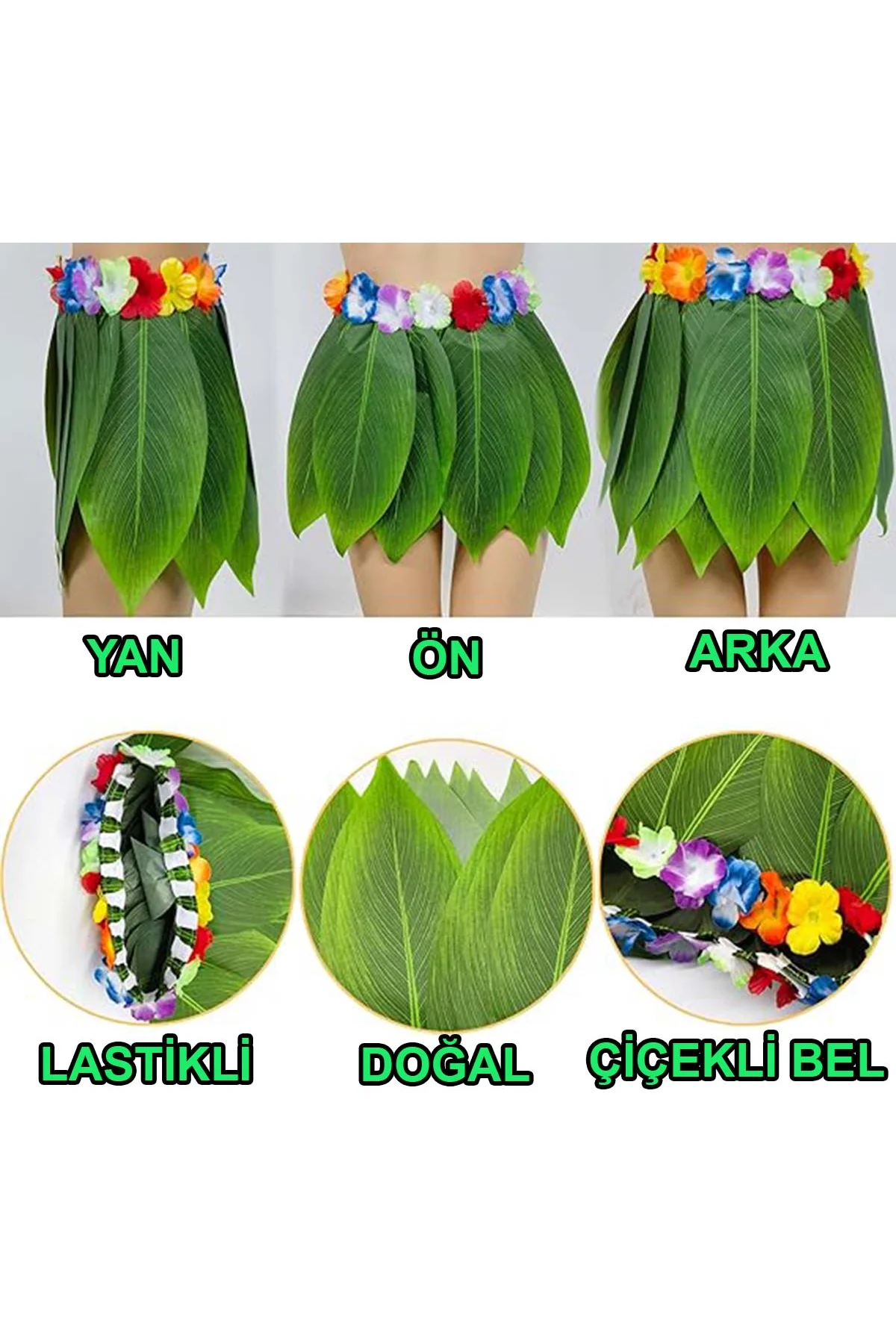 Tropikal Esintili Hawaii Yapraklı Parti Eteği Çocuk Boy (4741) - Just Cheap Store Görsel 2