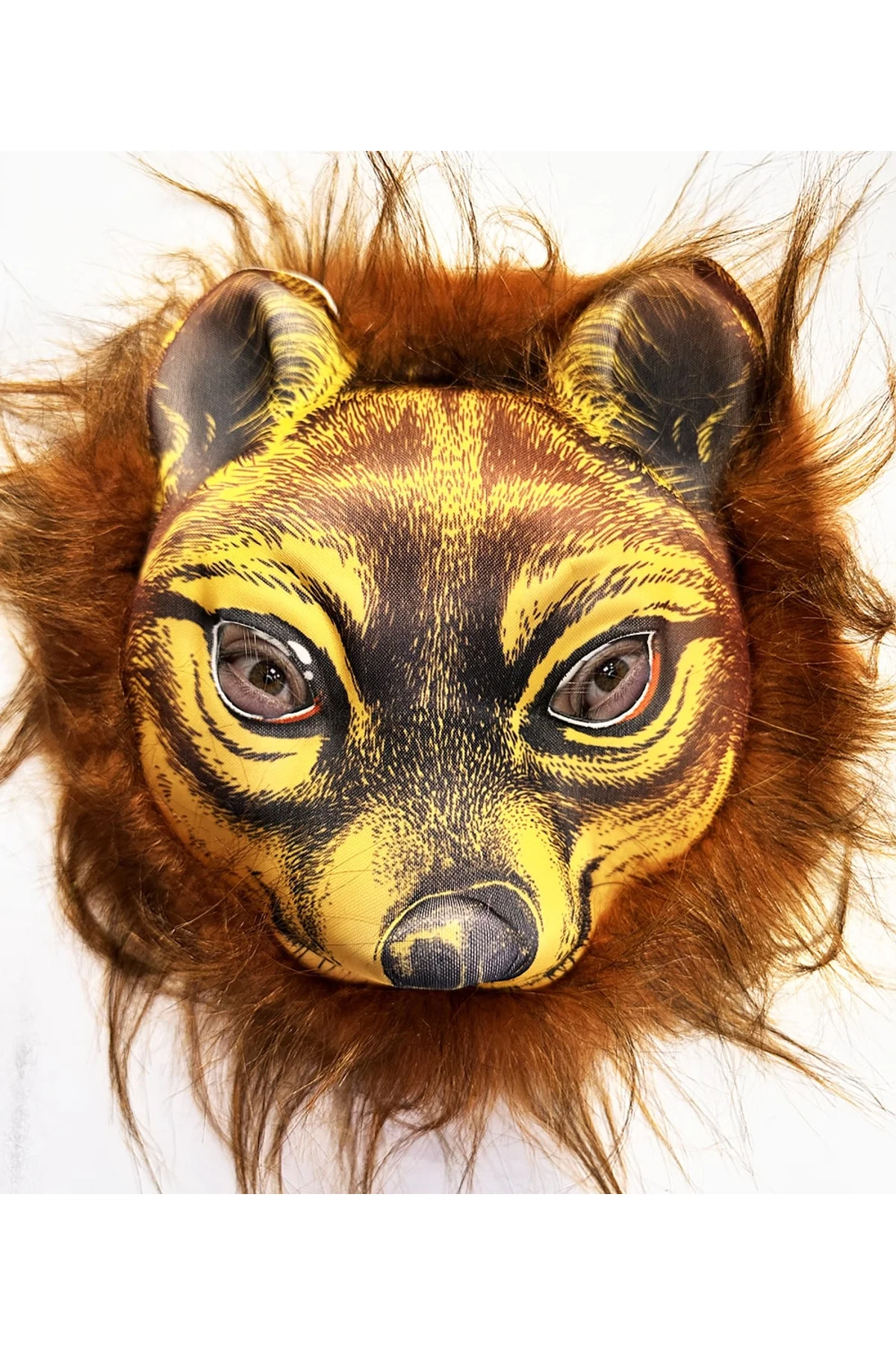 Kahverengi Saçlı Kaplan Aslan Leopar Maskesi Mega Peluş 32 No (4741)