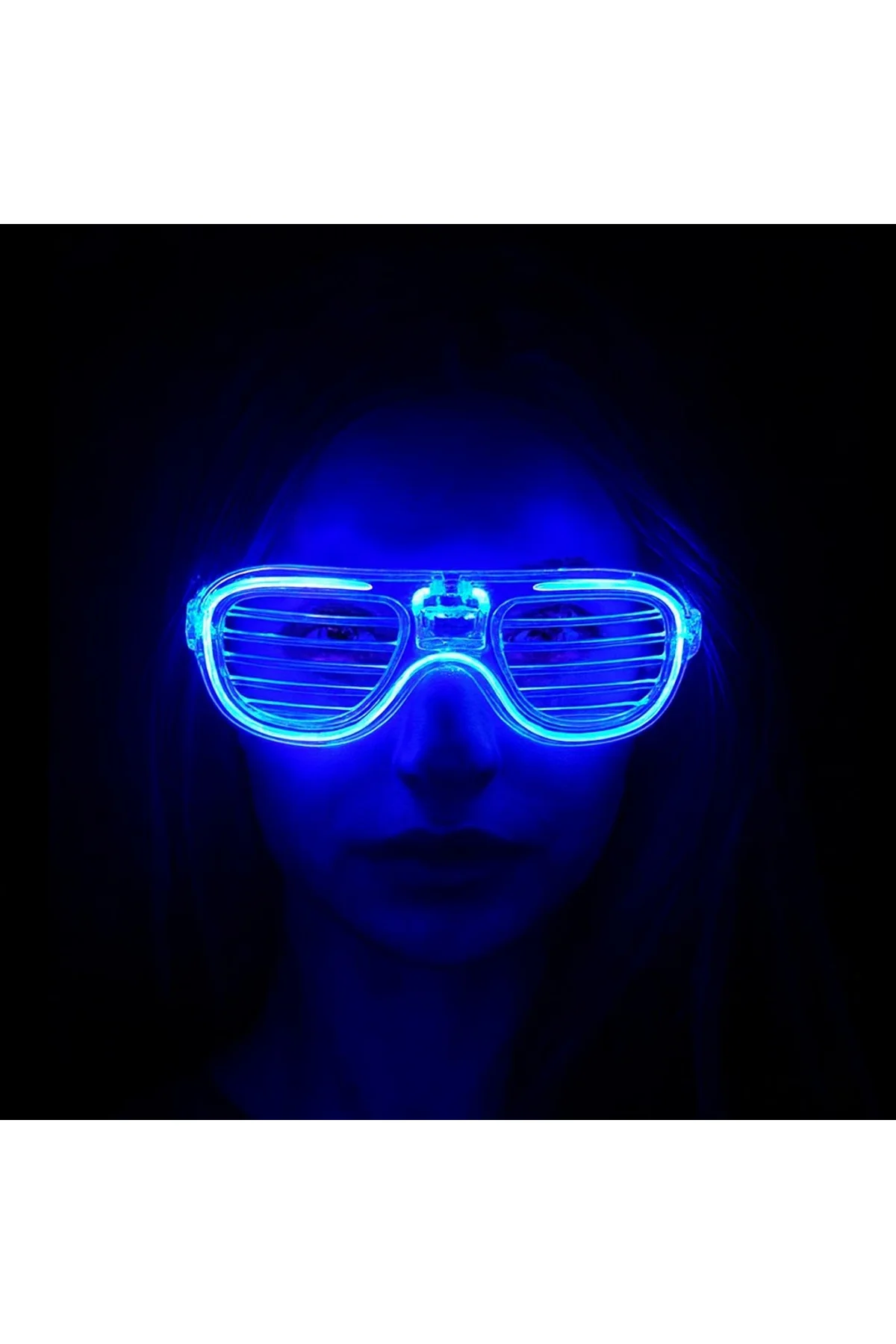 Mavi Led Işıklı Parti Gözlüğü - Neon Glow Şerit Gözlük 3 Modlu (4741) - Just Cheap Store Görsel 3