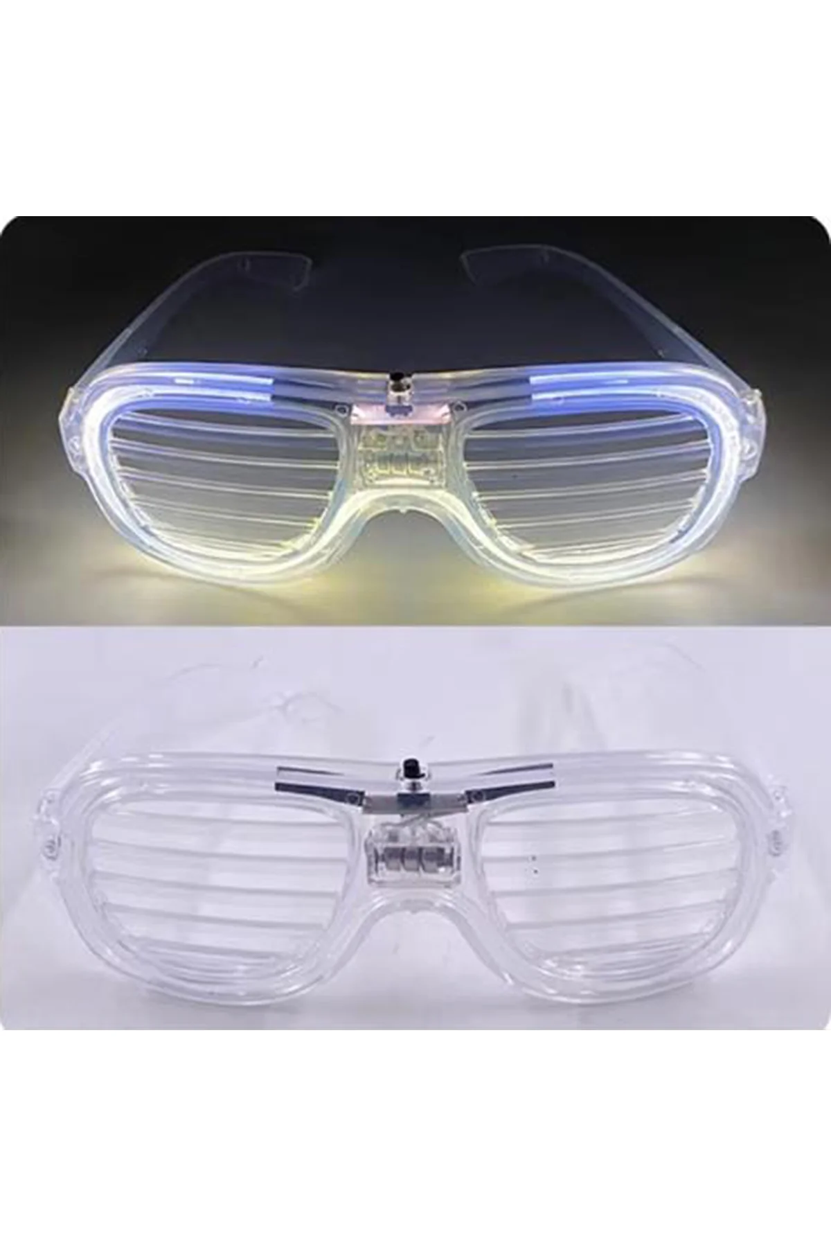 Beyaz Led Işıklı Parti Gözlüğü - Neon Glow Şerit Gözlük 3 Modlu (4741) - Just Cheap Store Görsel 5