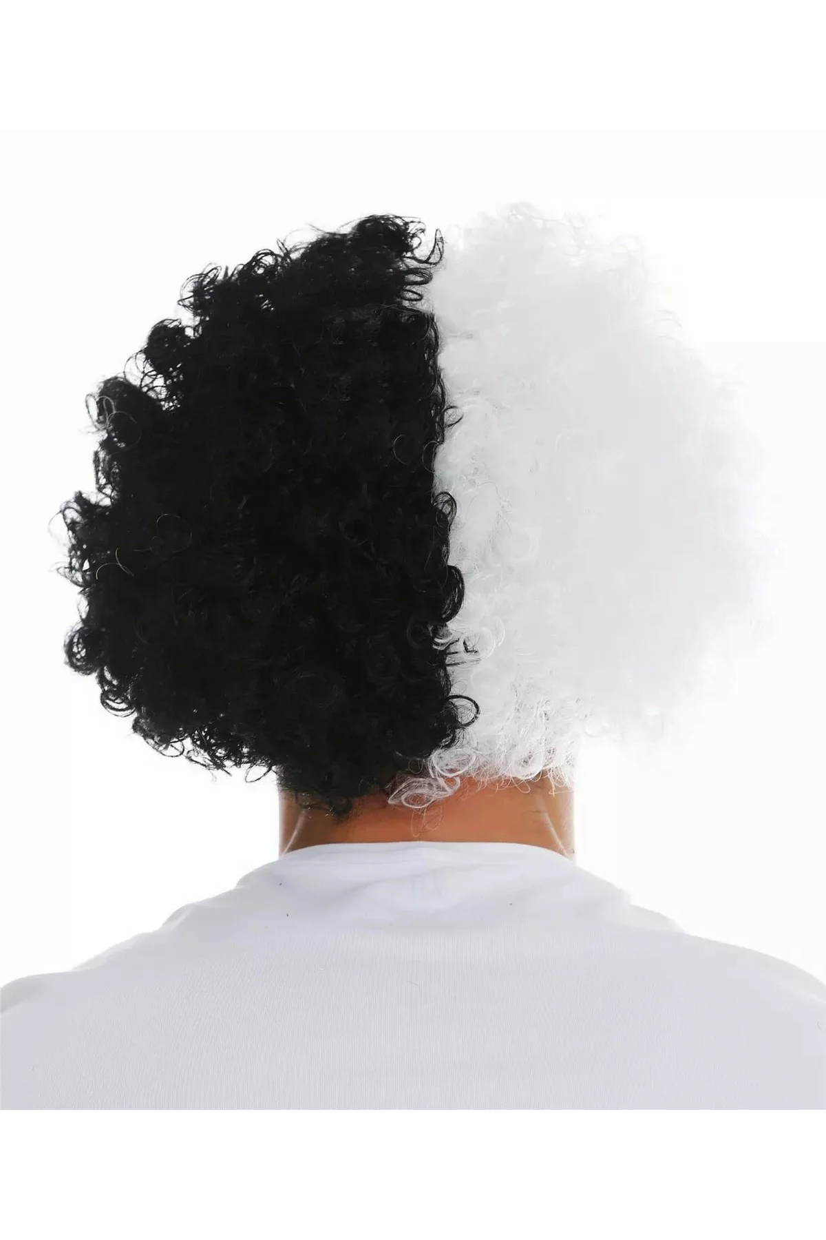Siyah Beyaz Kıvırcık Afro Bonus Peruk Taraftar Bonus Saç (4741) - Just Cheap Store Görsel 2