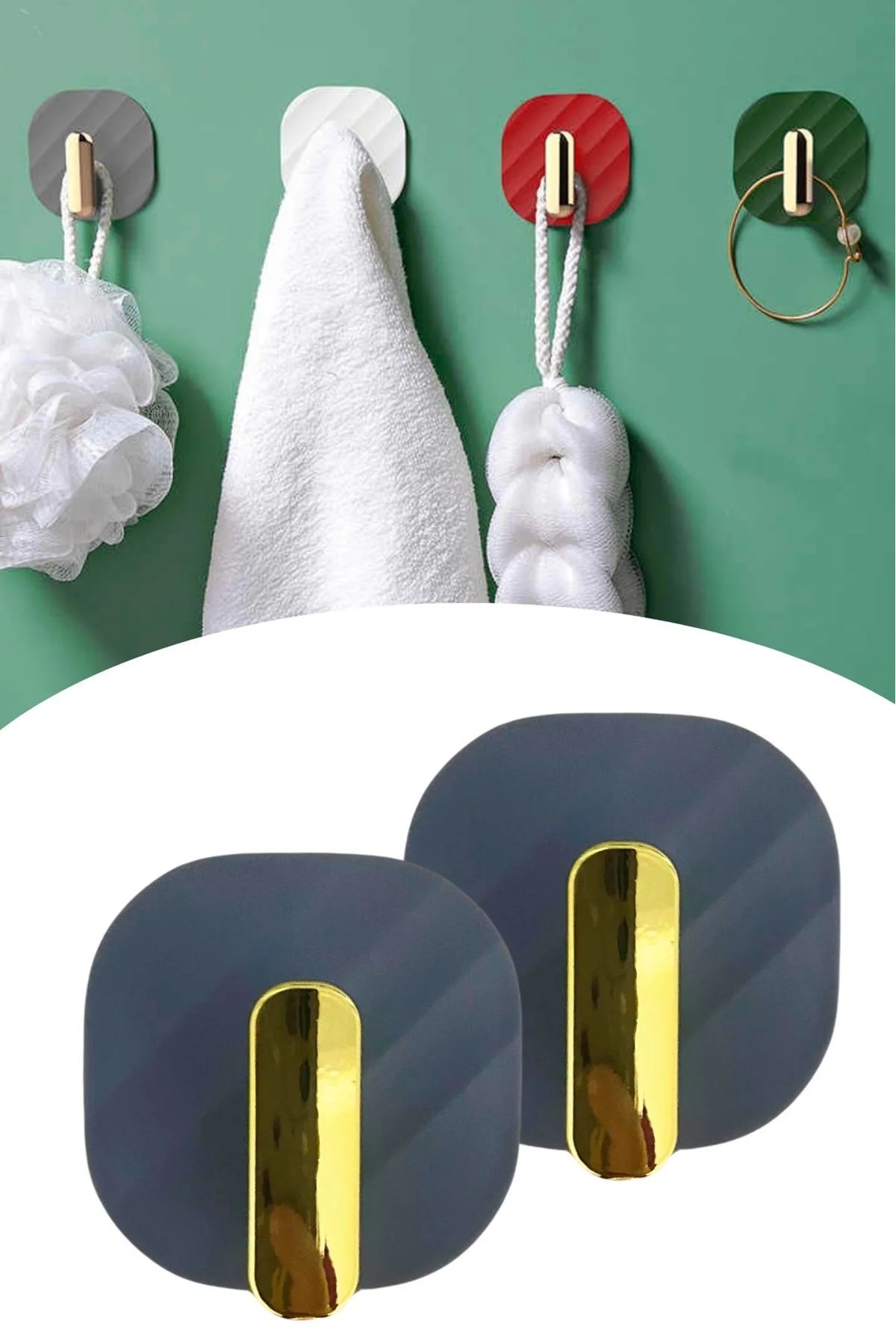 2li Yapışkanlı Retro Askılık Dolap Kapak Kulpu Gri (4741) - Just Cheap Store Görsel 2