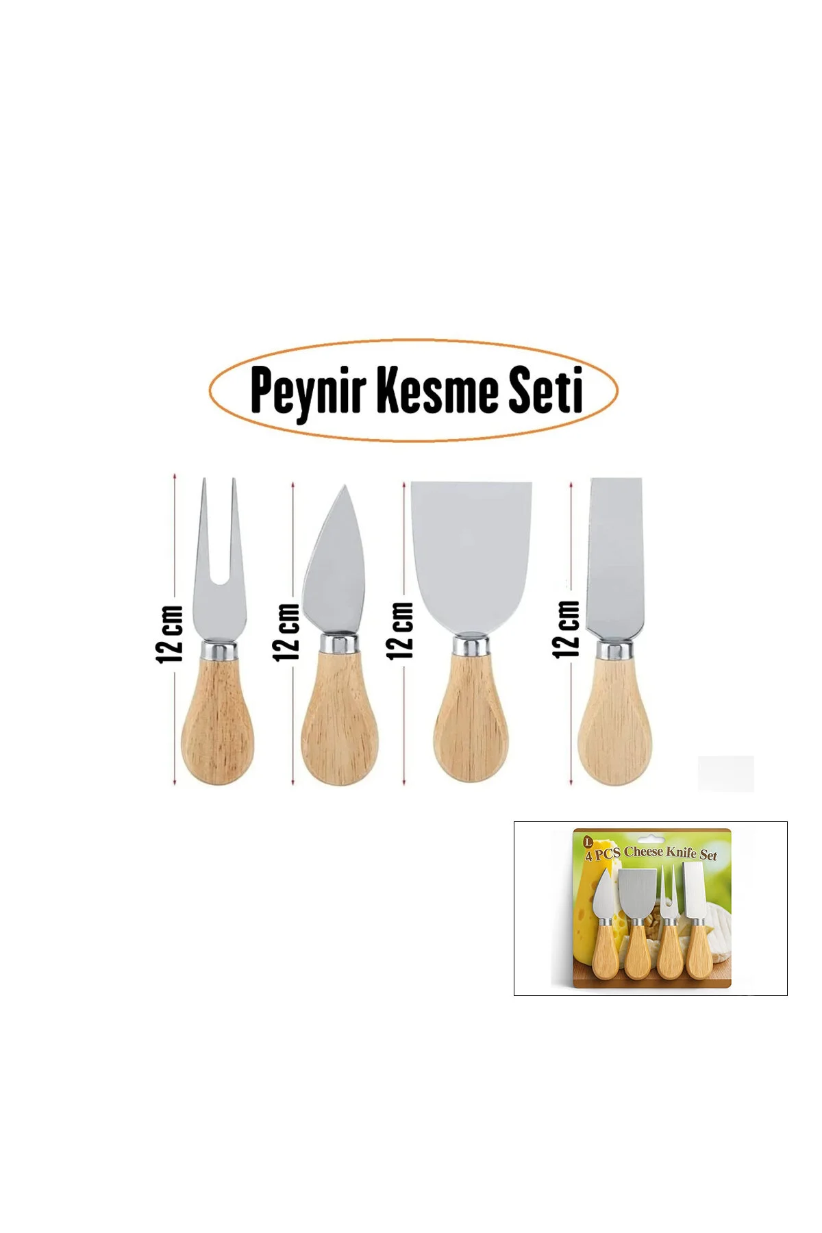 CHEESE KNİFE SET 4PCS PEYNİR BIÇAK SETİ AHŞAP BAMBU SAPLI (4741)