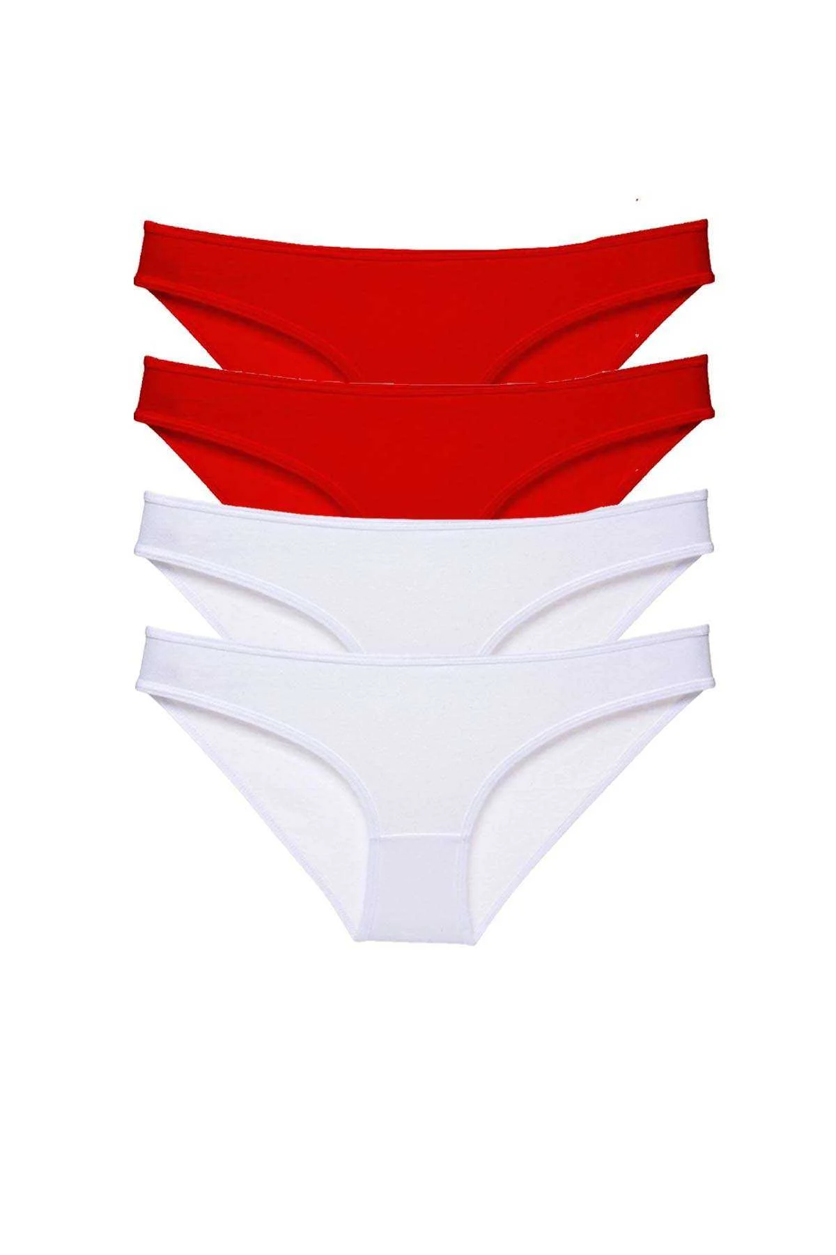 4 adet Süper Eko Set Likralı Kadın Slip Külot Kırmızı Beyaz - Just Cheap Store Görsel 2