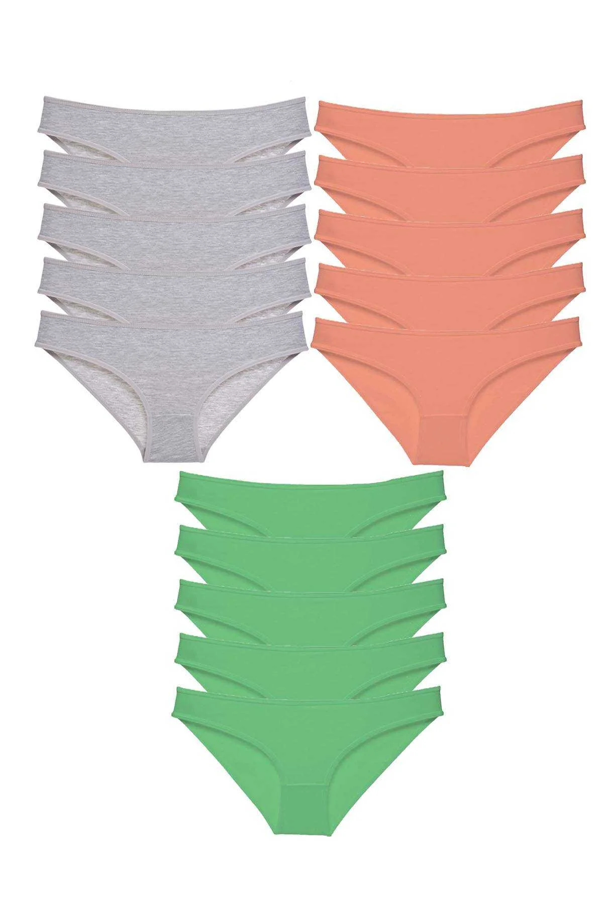 15 adet Süper Eko Set Likralı Kadın Slip Külot Gri Pudra Yeşil - Just Cheap Store Görsel 2