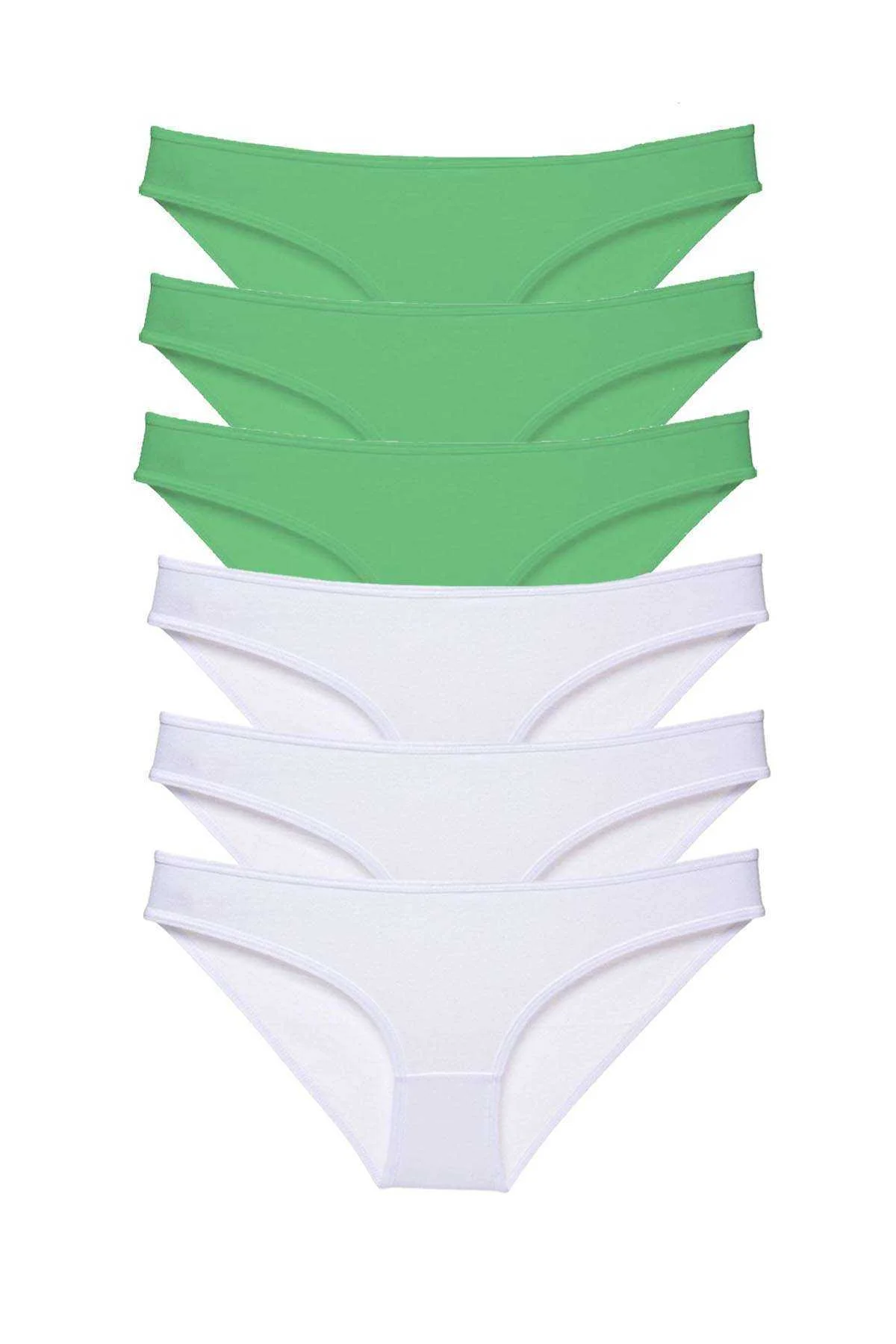 6 adet Eko Set Likralı Kadın Slip Külot Yeşil Beyaz - Just Cheap Store Görsel 2
