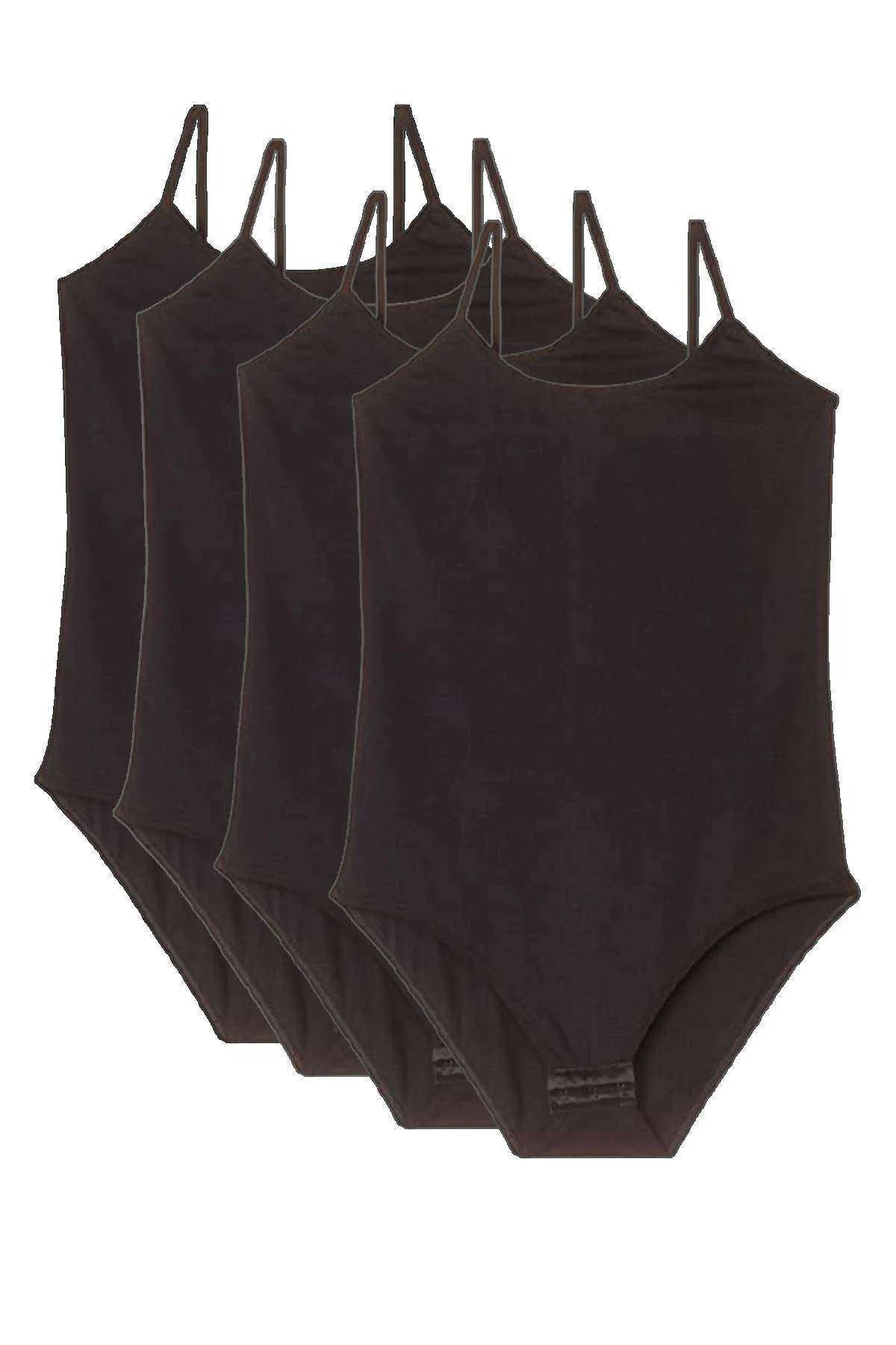 4 Adet İp Askılı Kadın Çıtçıtlı Body Siyah - Just Cheap Store Görsel 4