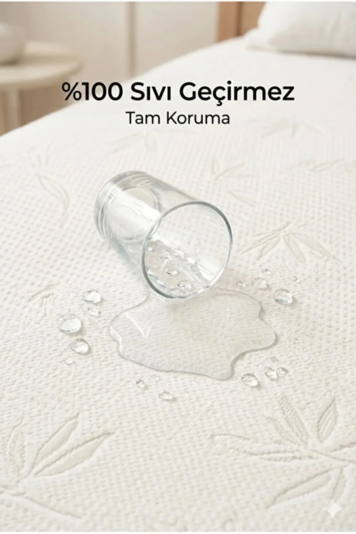Bambu Desenli Sıvı Geçirmez Yastık Alezi 2 Adet Fermuarlı 50x70 cm Yastık Kılıfı - SUVAY Görsel 3