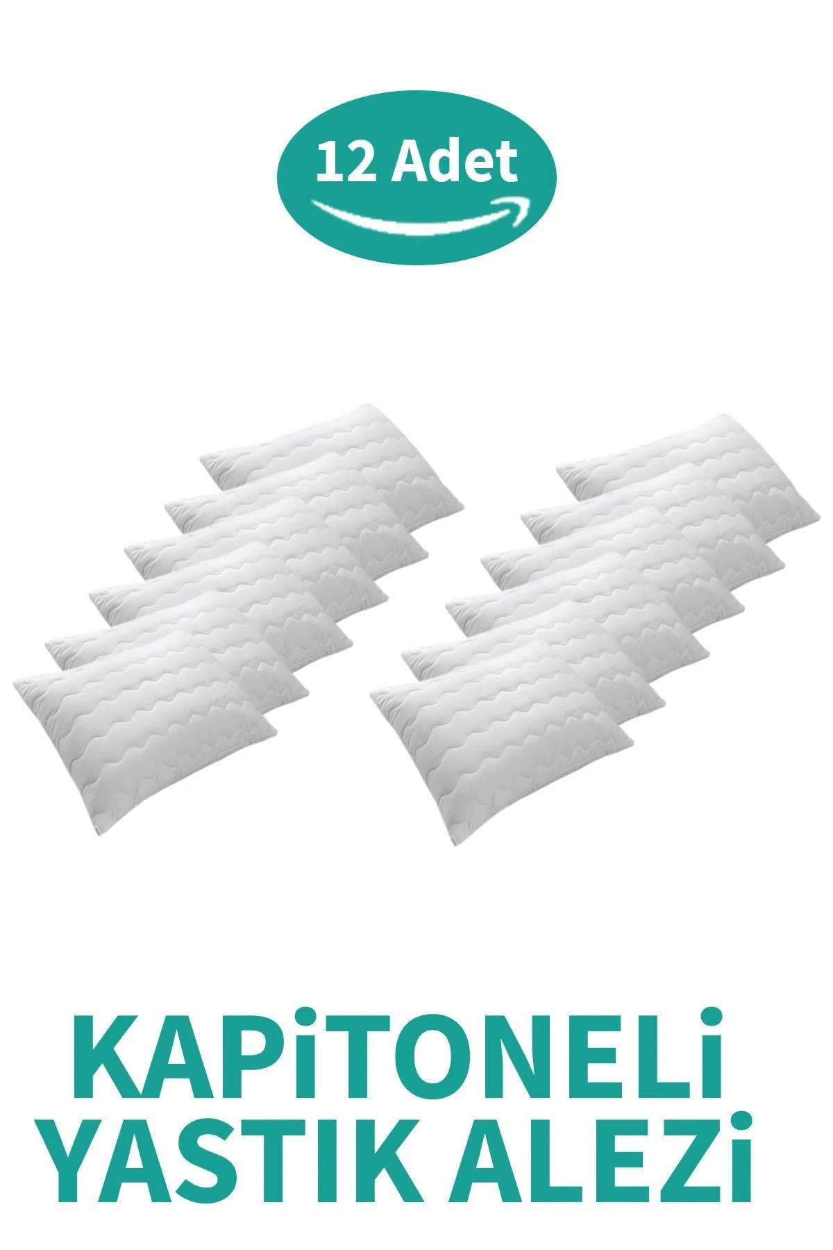 Kapitoneli Yastık Alezi Pamuklu Fermuarlı Kapitone Yastık Koruyucu Yastık Kılıfı 12'li