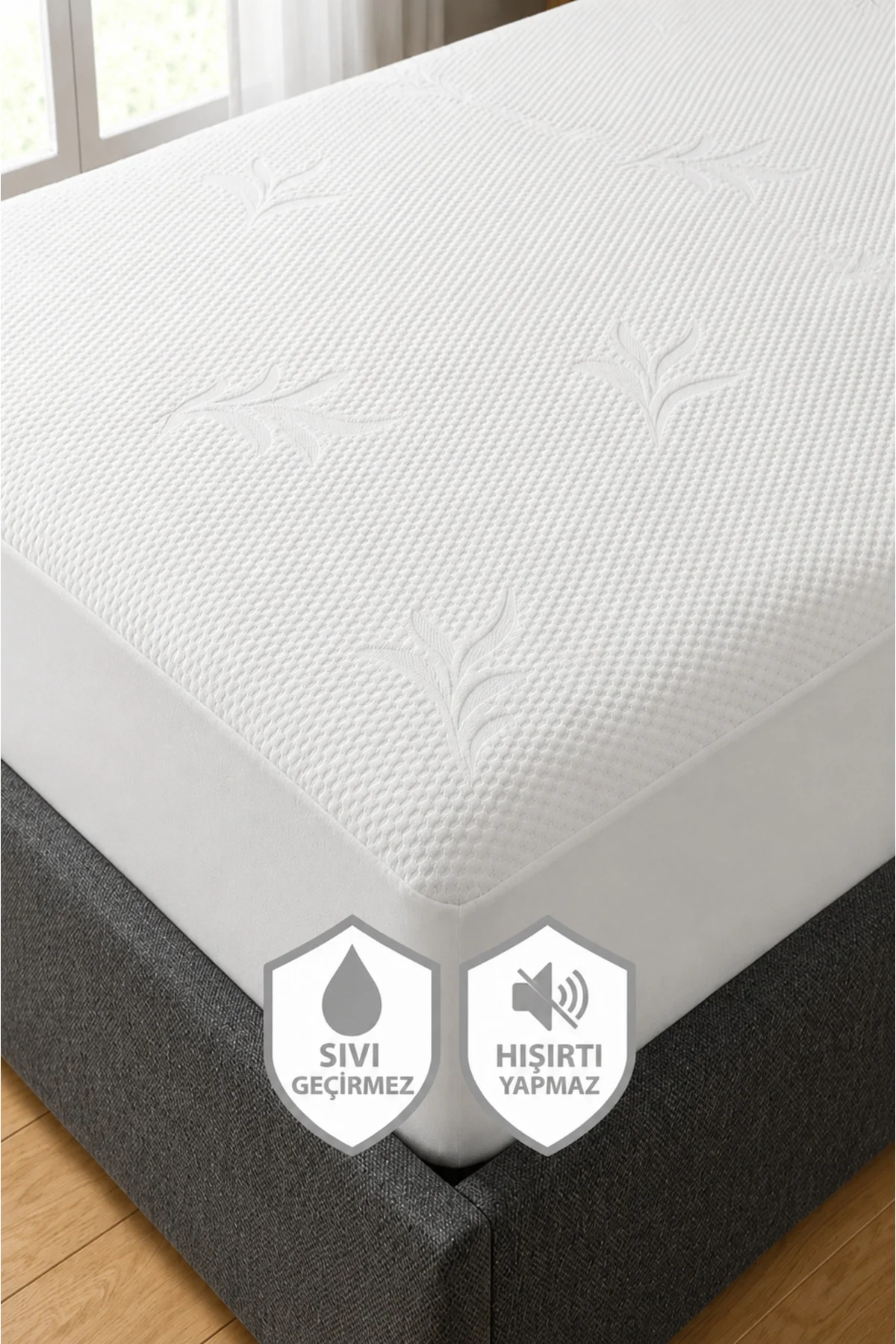 Bambu Desen Sıvı Geçirmez Alez – Ultra Sessiz Fitted Yatak Koruyucu, Nefes Alabilen Premium