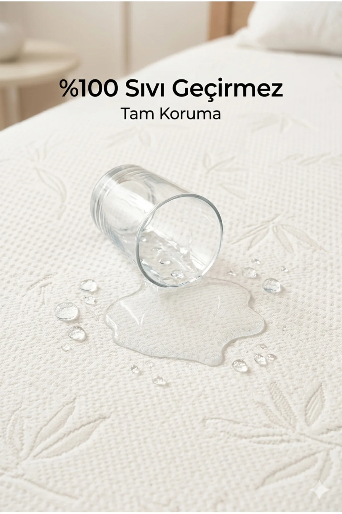 Bambu Desen Sıvı Geçirmez Alez – Ultra Sessiz Fitted Yatak Koruyucu, Nefes Alabilen Premium - SUVAY Görsel 2