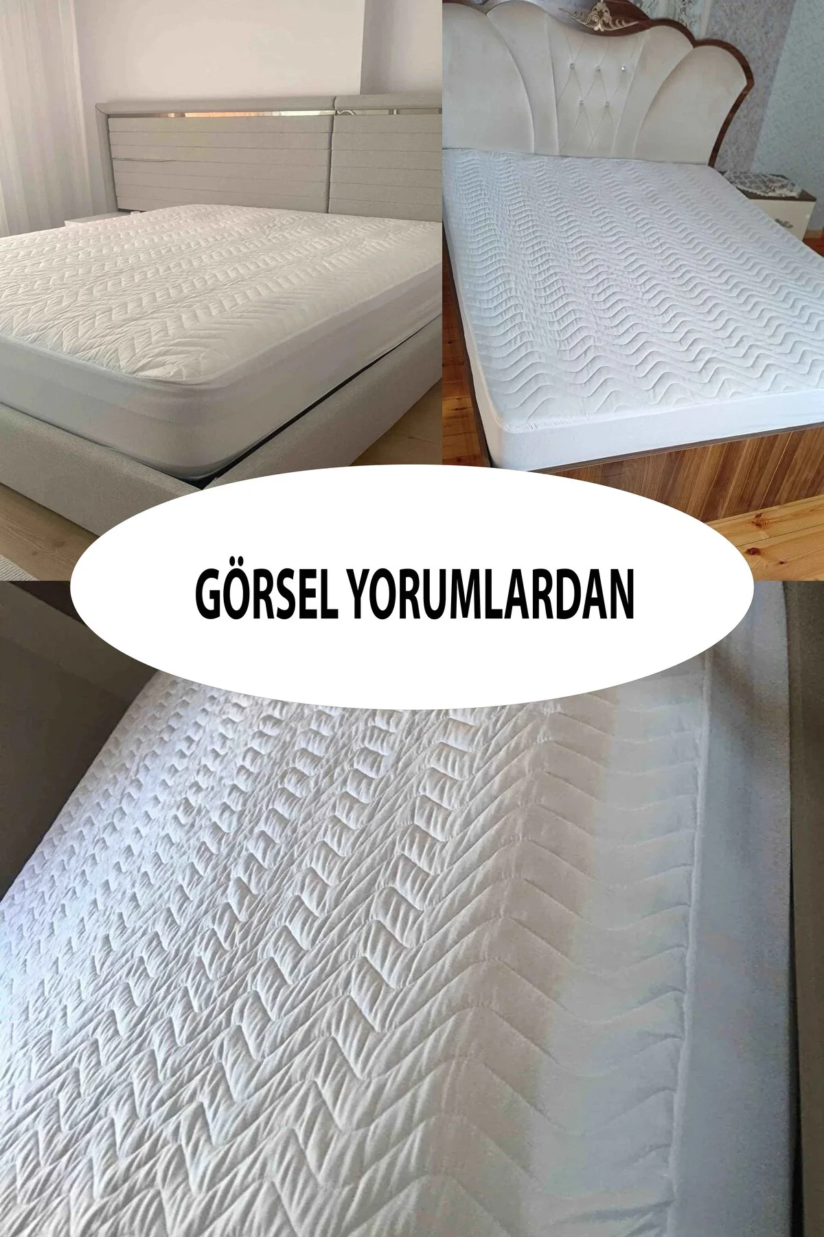 Kapitoneli Fitted Full Kenar Su Sıvı Geçirmez Yatak Koruyucu Alez Çarşaf Bebek Tek Çift Battal - SUVAY Görsel 5