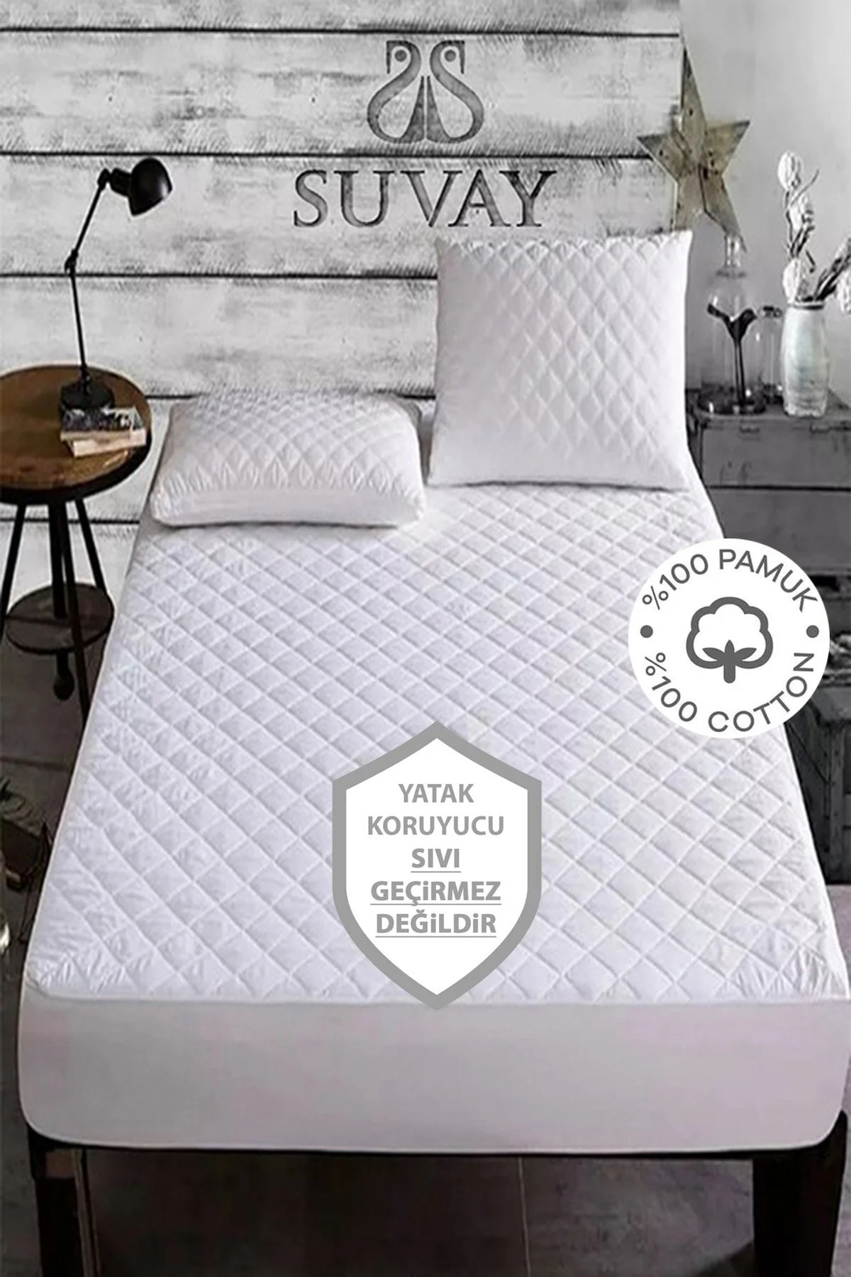 Kapitone Fitted Yatak Koruyucu Alez Tek Çift Kişilik Pamuklu Yatak Alezi - Sıvı Geçirmez Değildir