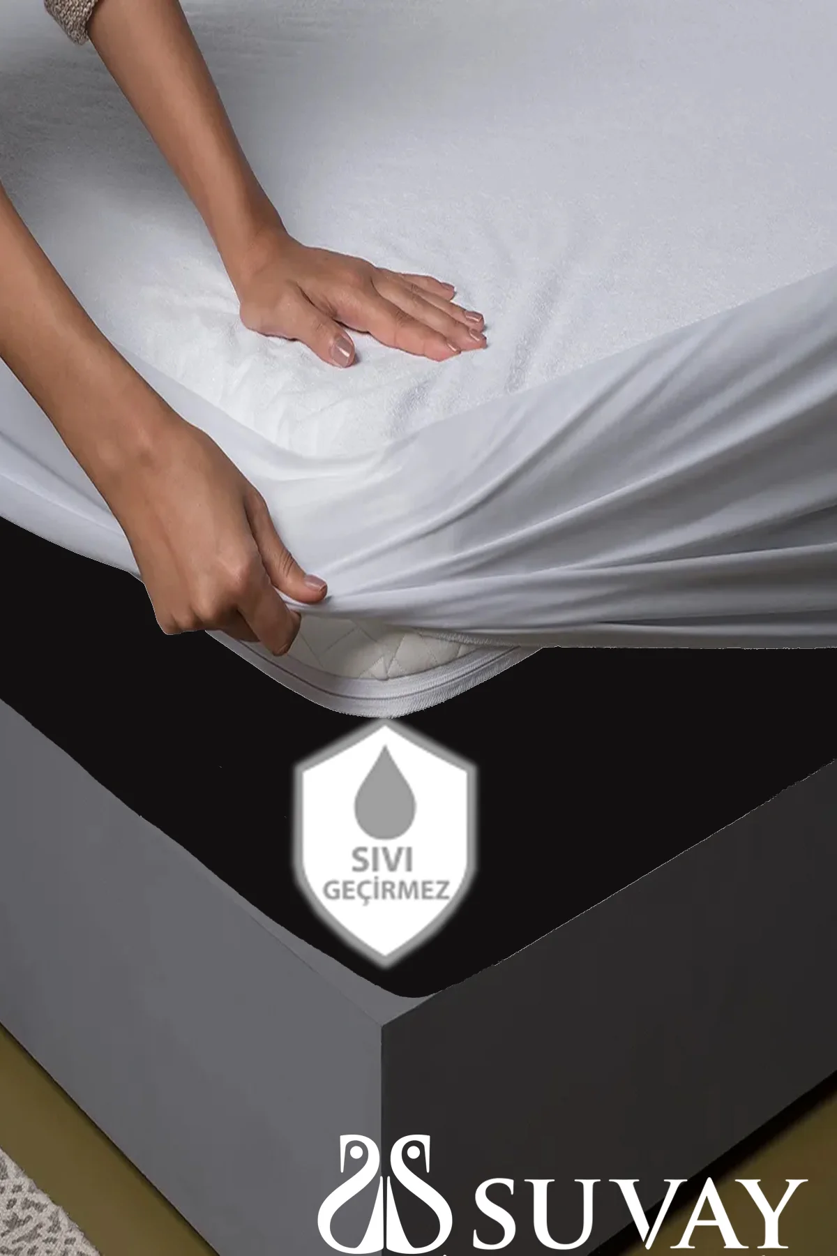 Pamuklu Fitted Full Kenar Su Sıvı Geçirmez Çarşaf Alez Tek Çift Kişilik Beyaz Renkli Yatak Koruyucu