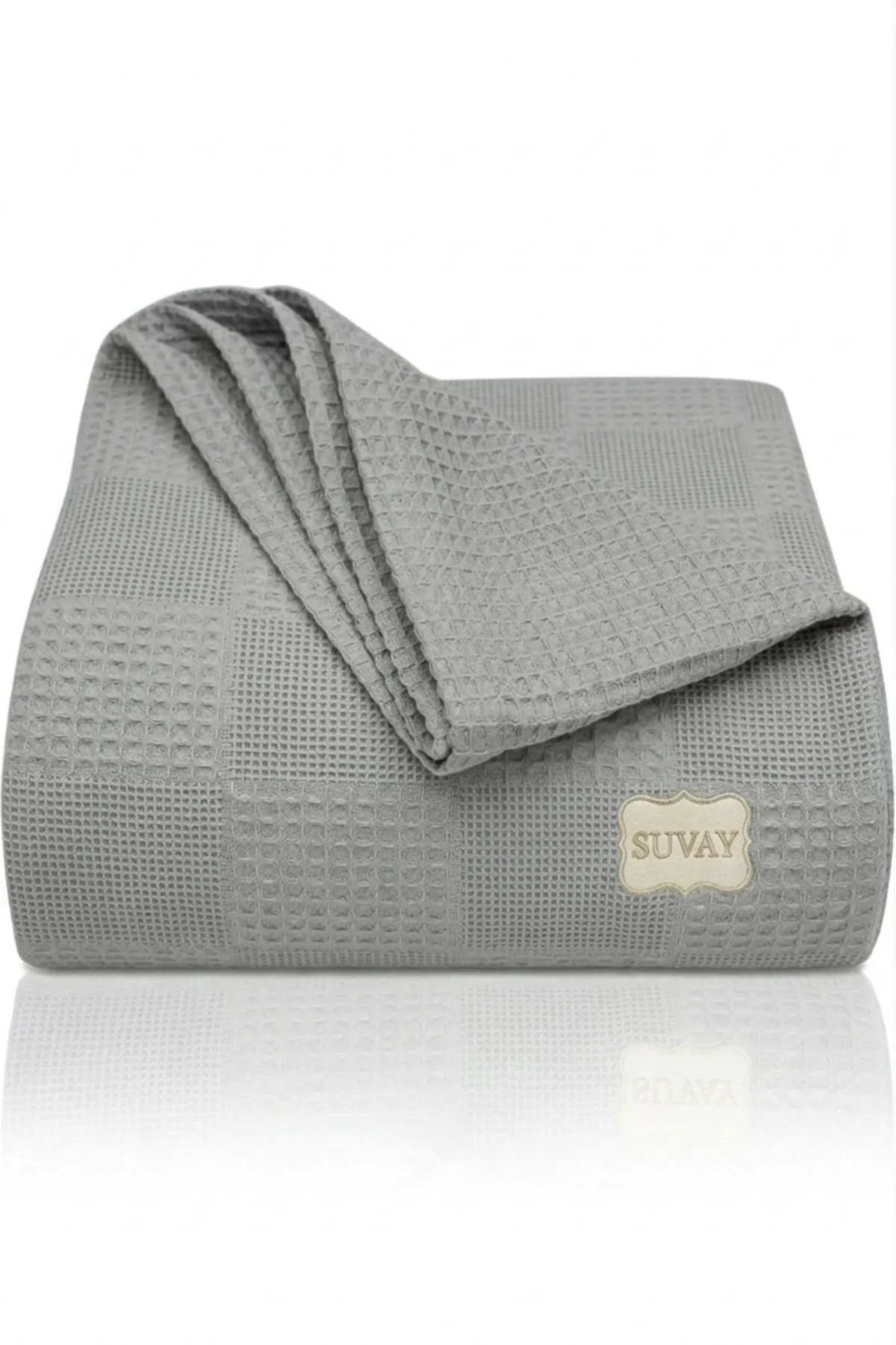 Bebek Pike %100 Pamuk Gri Waffle Pike Battaniye 90x100 cm - SUVAY Görsel 3