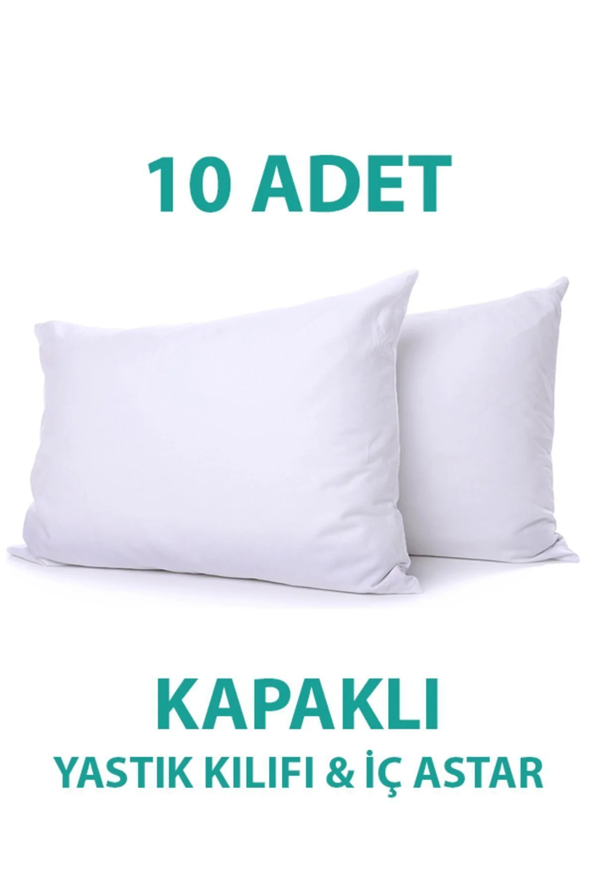 Pamuklu Kapaklı 10'lu Yastık Kılıfı Beyaz Renkli 50x70 cm