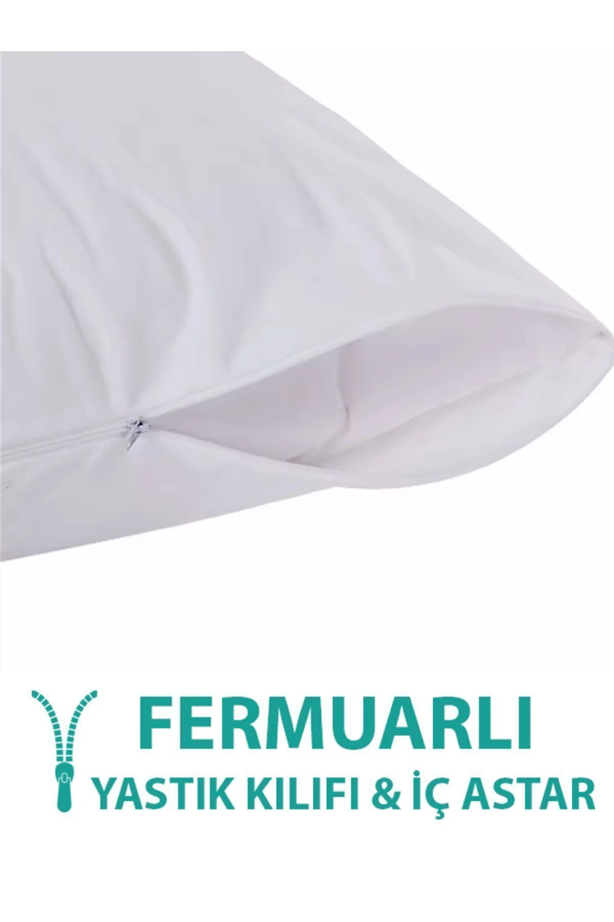 Pamuklu Fermuarlı İç Yastık KIlıfı Beyaz Renkli İç Astar 10'lu Yastık İç Kılıfı 50x 70 Şilte - SUVAY Görsel 4