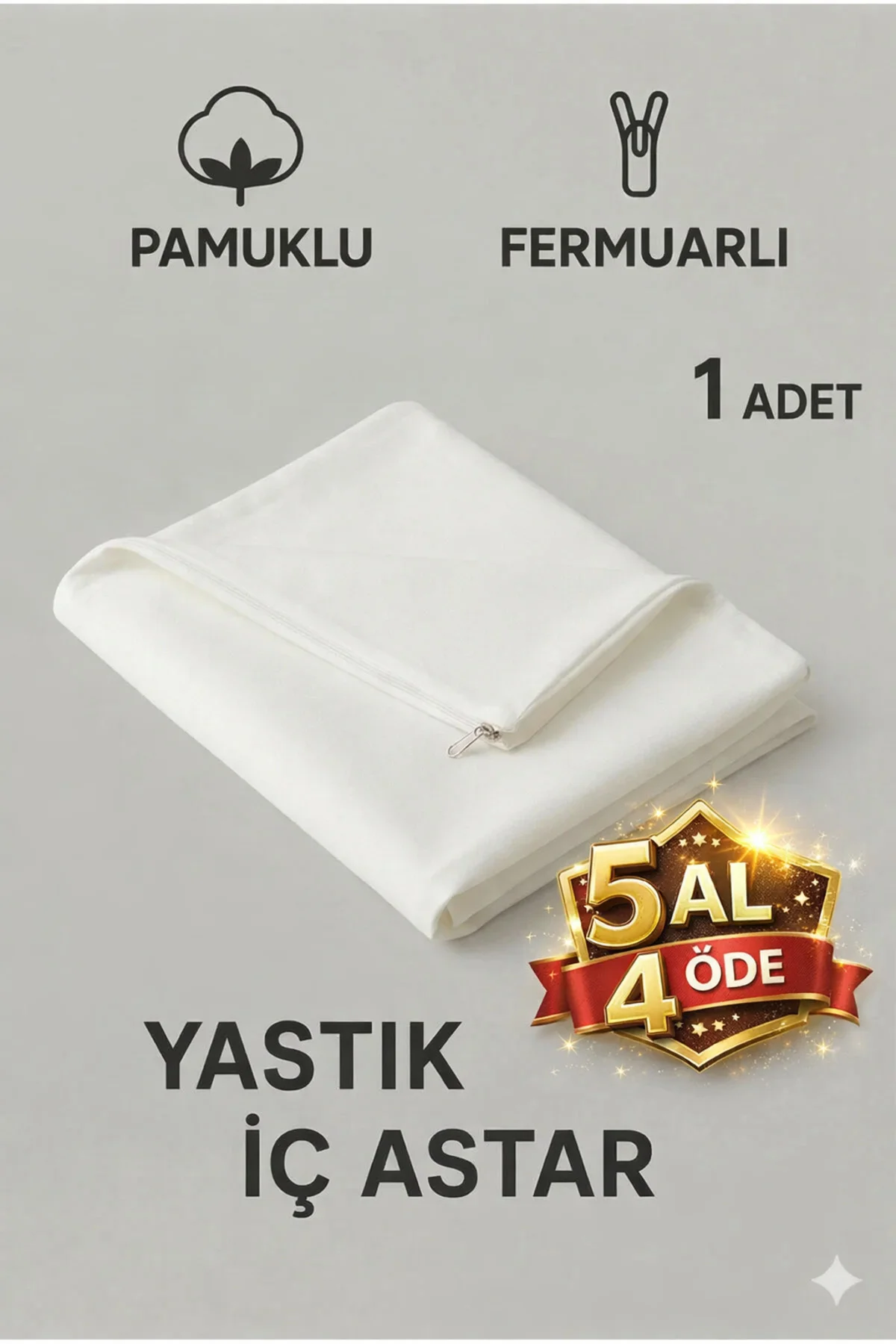 Pamuklu Fermuarlı İç Yastık KIlıfı Beyaz Renkli İç Astar Yastık İç Kılıfı 50x 70 Şilte