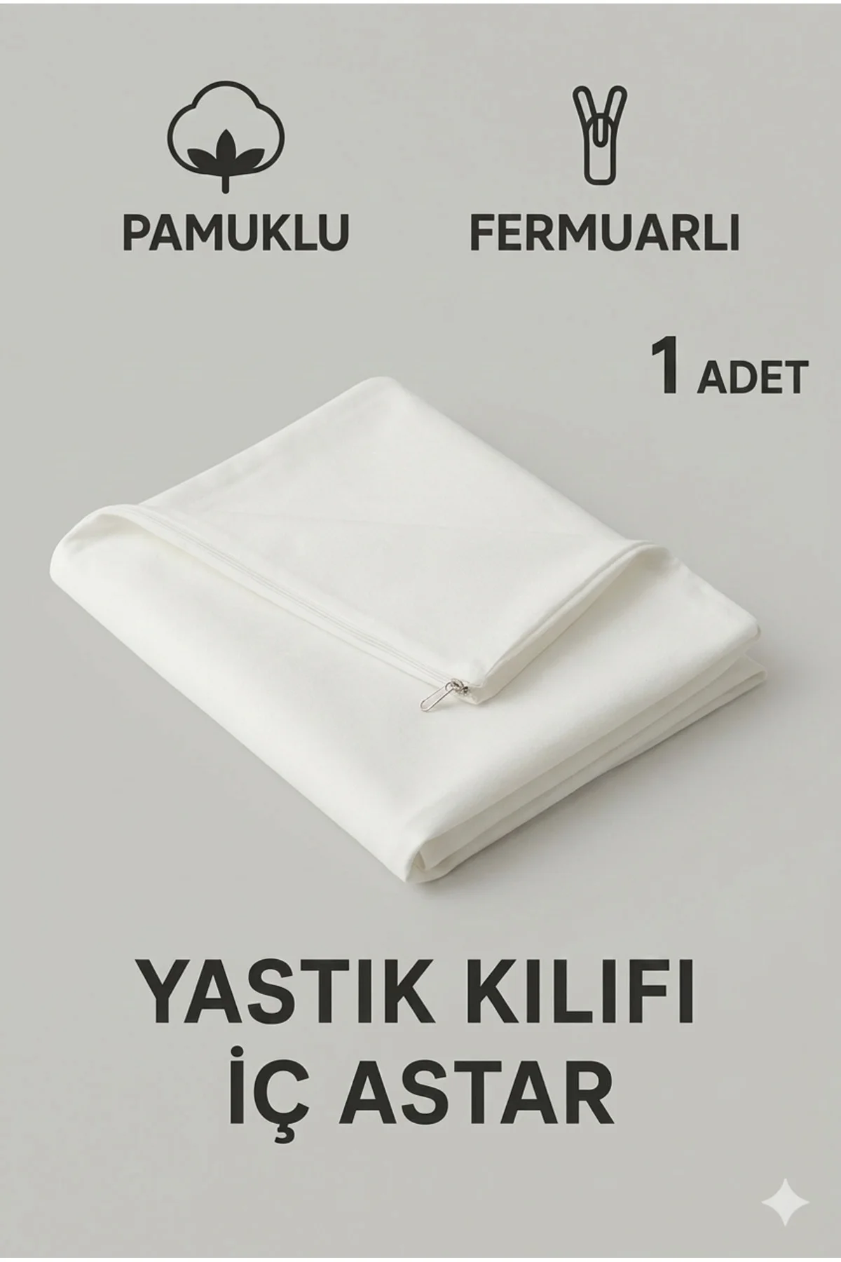 Pamuklu Fermuarlı İç Yastık KIlıfı Beyaz Renkli İç Astar Yastık İç Kılıfı 50x 70 Şilte - SUVAY Görsel 2