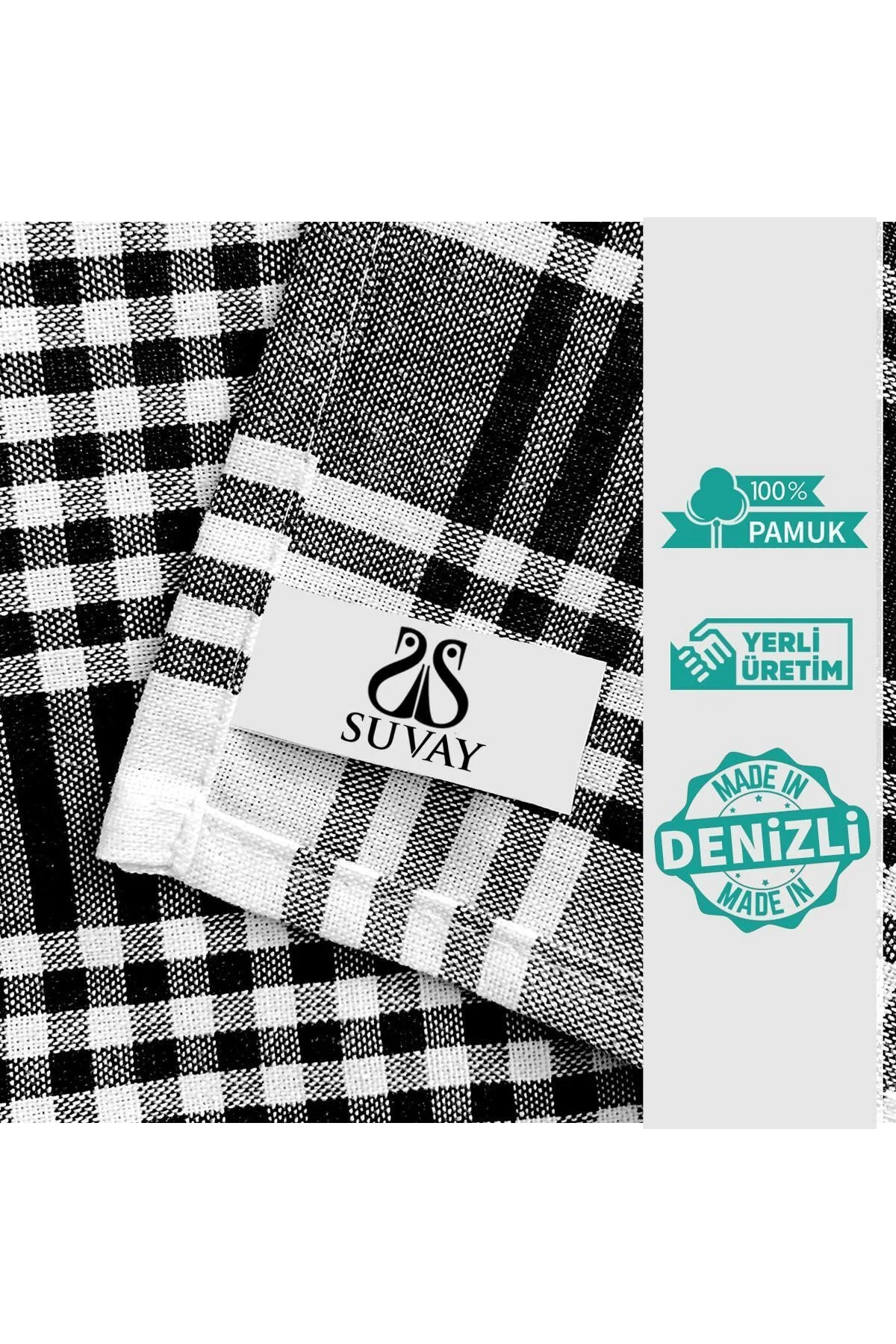 Mutfak Kurulama Bezi 6'lı Siyah Pöti Kareli Bulaşık Kurulama Bezi Servis Peçetesi Beslenme Örtüsü - SUVAY Görsel 4