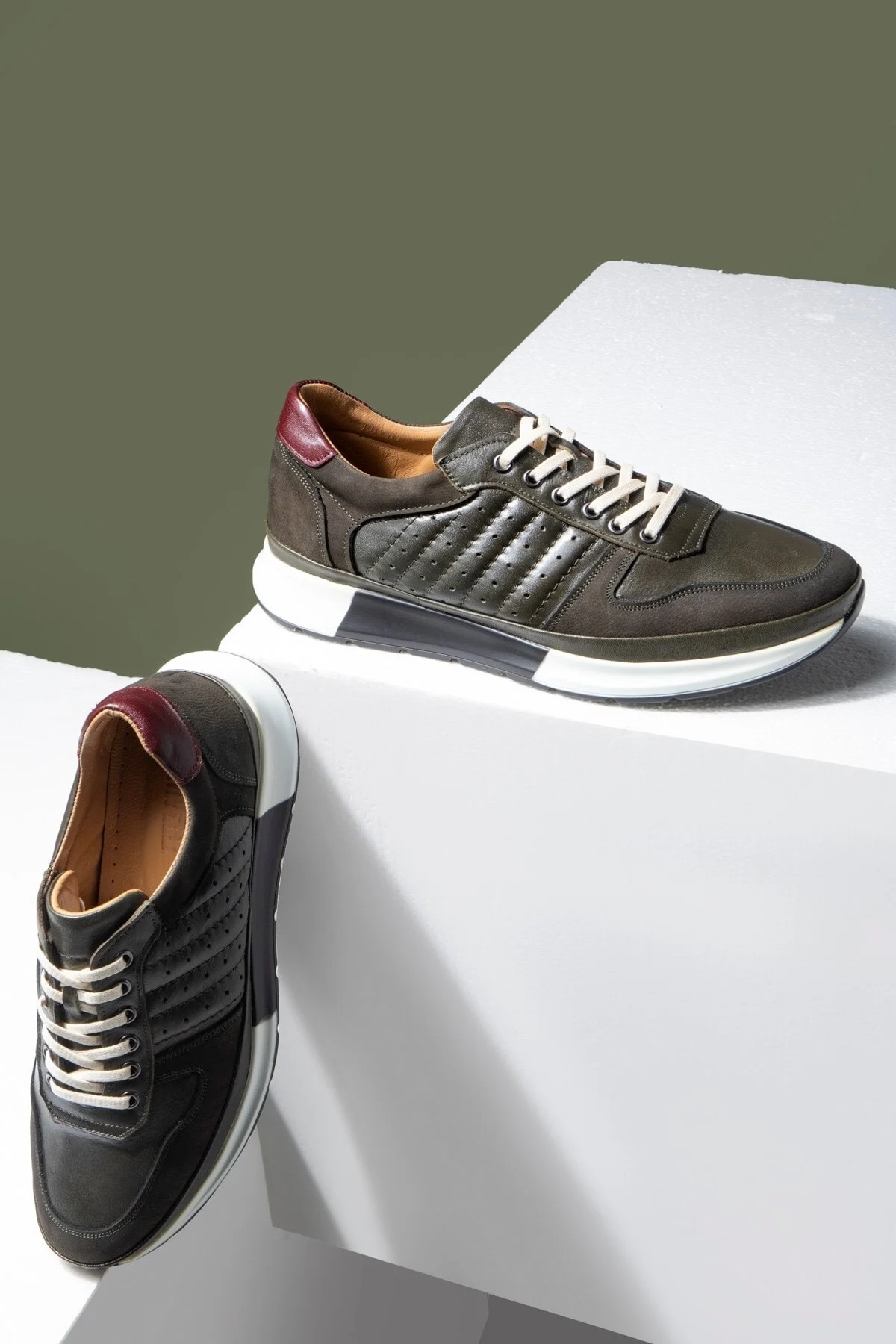 High Hakiki Deri Erkek Sneaker Ayakkabı, Low Top Sneaker, Hakiki Deri Sneaker - Ducavelli Görsel 5