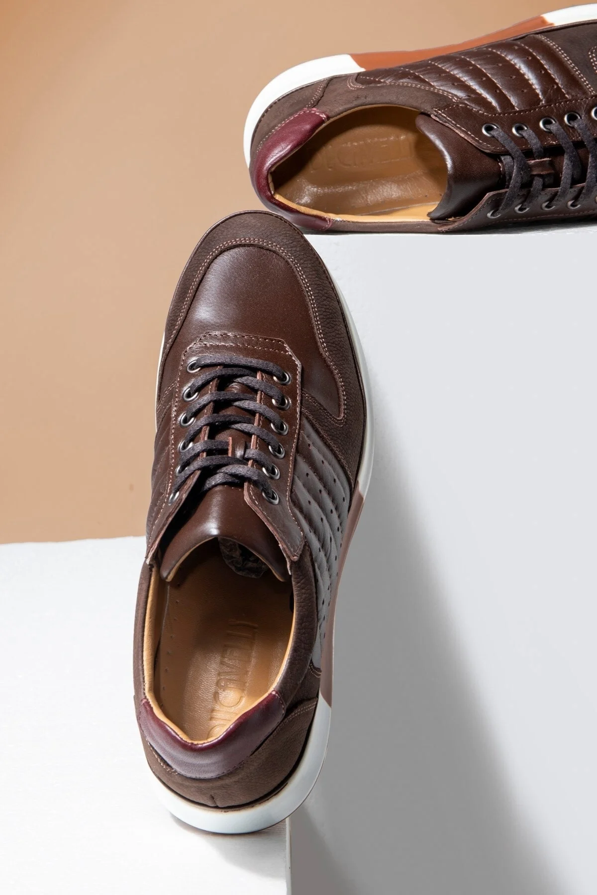 High Hakiki Deri Erkek Sneaker Ayakkabı, Low Top Sneaker, Hakiki Deri Sneaker - Ducavelli Görsel 6
