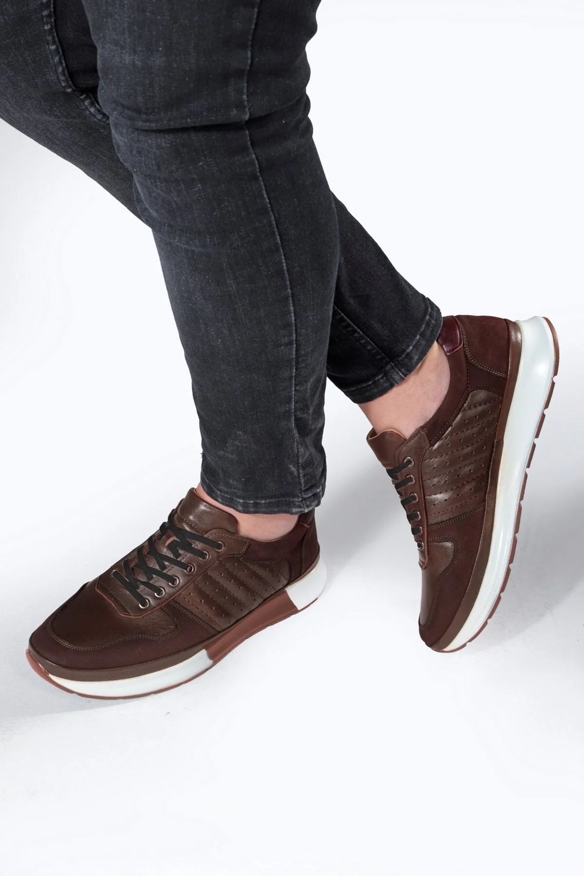 High Hakiki Deri Erkek Sneaker Ayakkabı, Low Top Sneaker, Hakiki Deri Sneaker