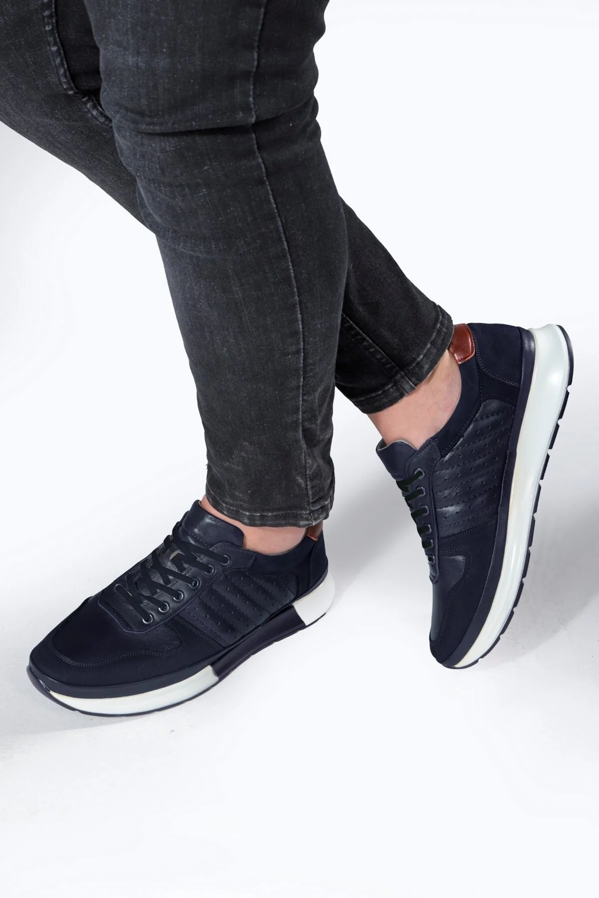 High Hakiki Deri Erkek Sneaker Ayakkabı, Low Top Sneaker, Hakiki Deri Sneaker