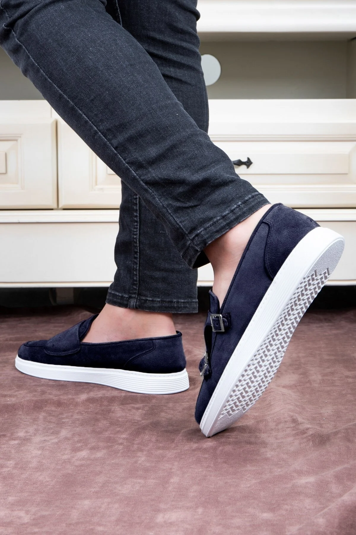 Airy Hakiki Deri Süet Erkek Günlük Ayakkabı, Süet Loafer Ayakkabı, Yazlık Ayakkabı Lacivert - Ducavelli Görsel 8
