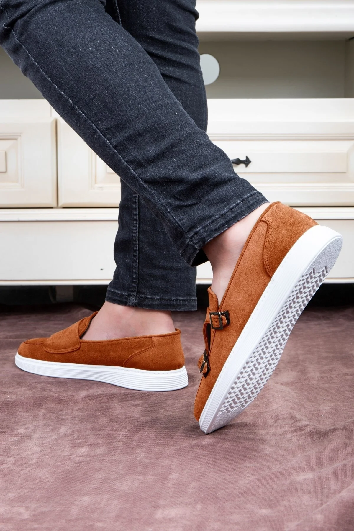 Airy Hakiki Deri Süet Erkek Günlük Ayakkabı, Süet Loafer Ayakkabı, Yazlık Ayakkabı Taba - Ducavelli Görsel 8