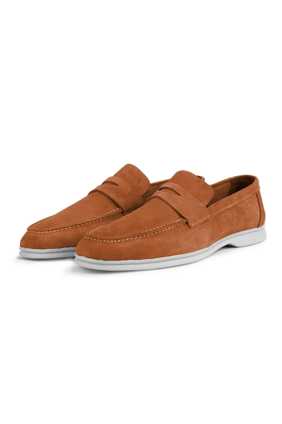 Ante Süet Hakiki Deri Erkek Günlük Ayakkabı Loafer Ayakkabı Taba