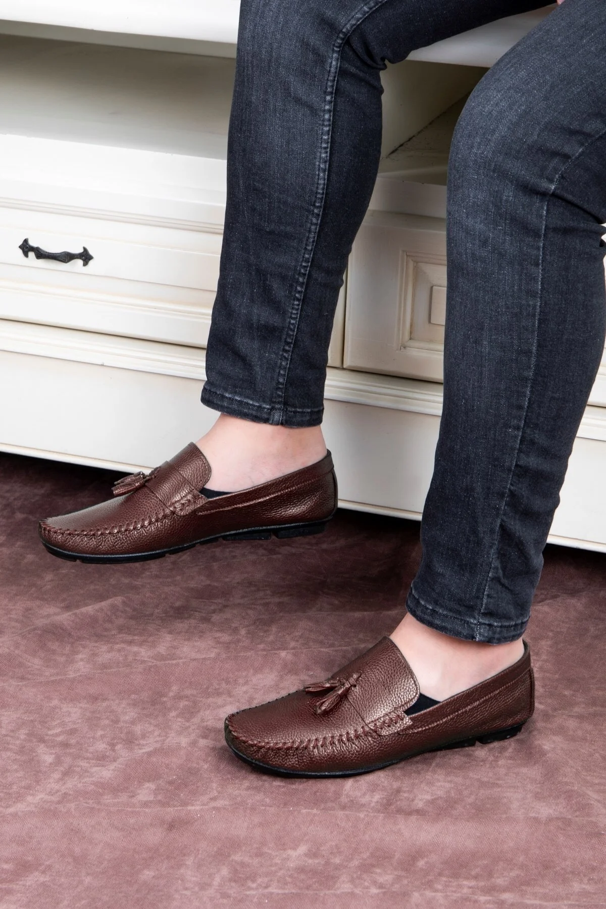 Noble Hakiki Deri Erkek Günlük Ayakkabı, Rok Loafer Ayakkabı Kahverengi - Ducavelli Görsel 5