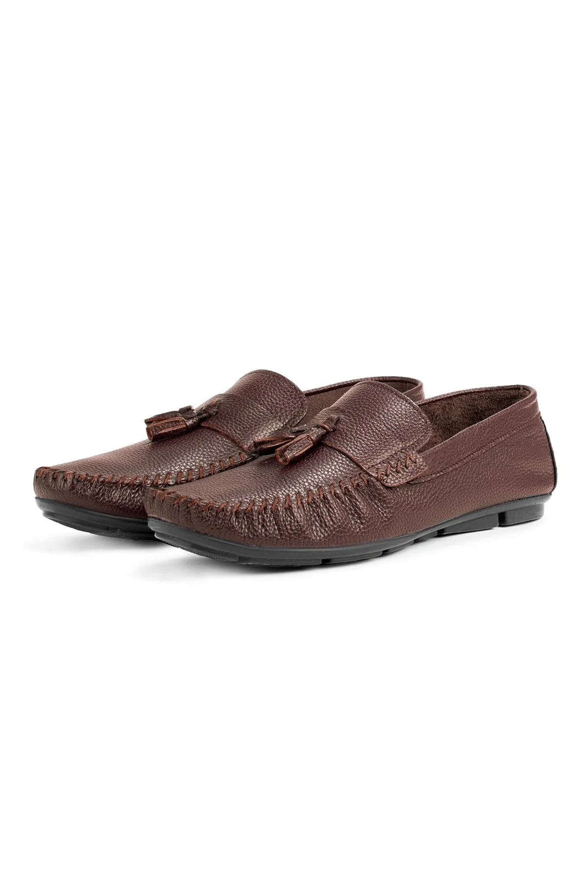 Noble Hakiki Deri Erkek Günlük Ayakkabı, Rok Loafer Ayakkabı Kahverengi