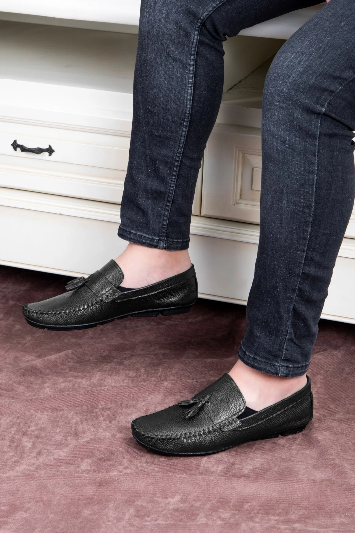 Noble Hakiki Deri Erkek Günlük Ayakkabı, Rok Loafer Ayakkabı Siyah - Ducavelli Görsel 5