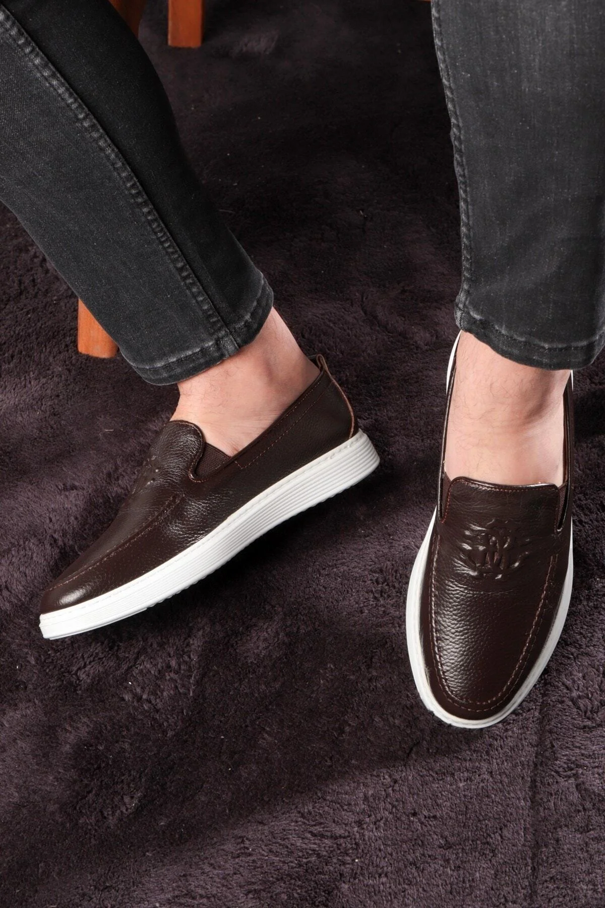 Stamped Hakiki Deri Erkek Günlük Ayakkabı, Loafer Ayakkabı, Hafif Ayakkabı, Yazlık Ayakkabı - Ducavelli Görsel 8