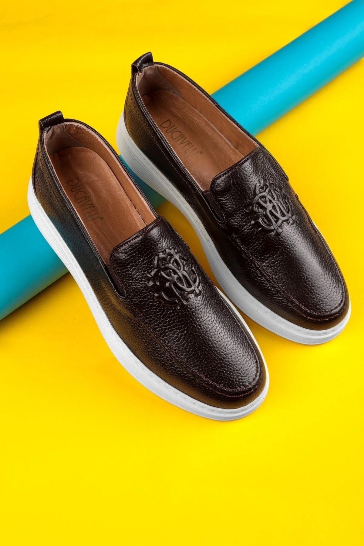 Stamped Hakiki Deri Erkek Günlük Ayakkabı, Loafer Ayakkabı, Hafif Ayakkabı, Yazlık Ayakkabı - Ducavelli Görsel 7