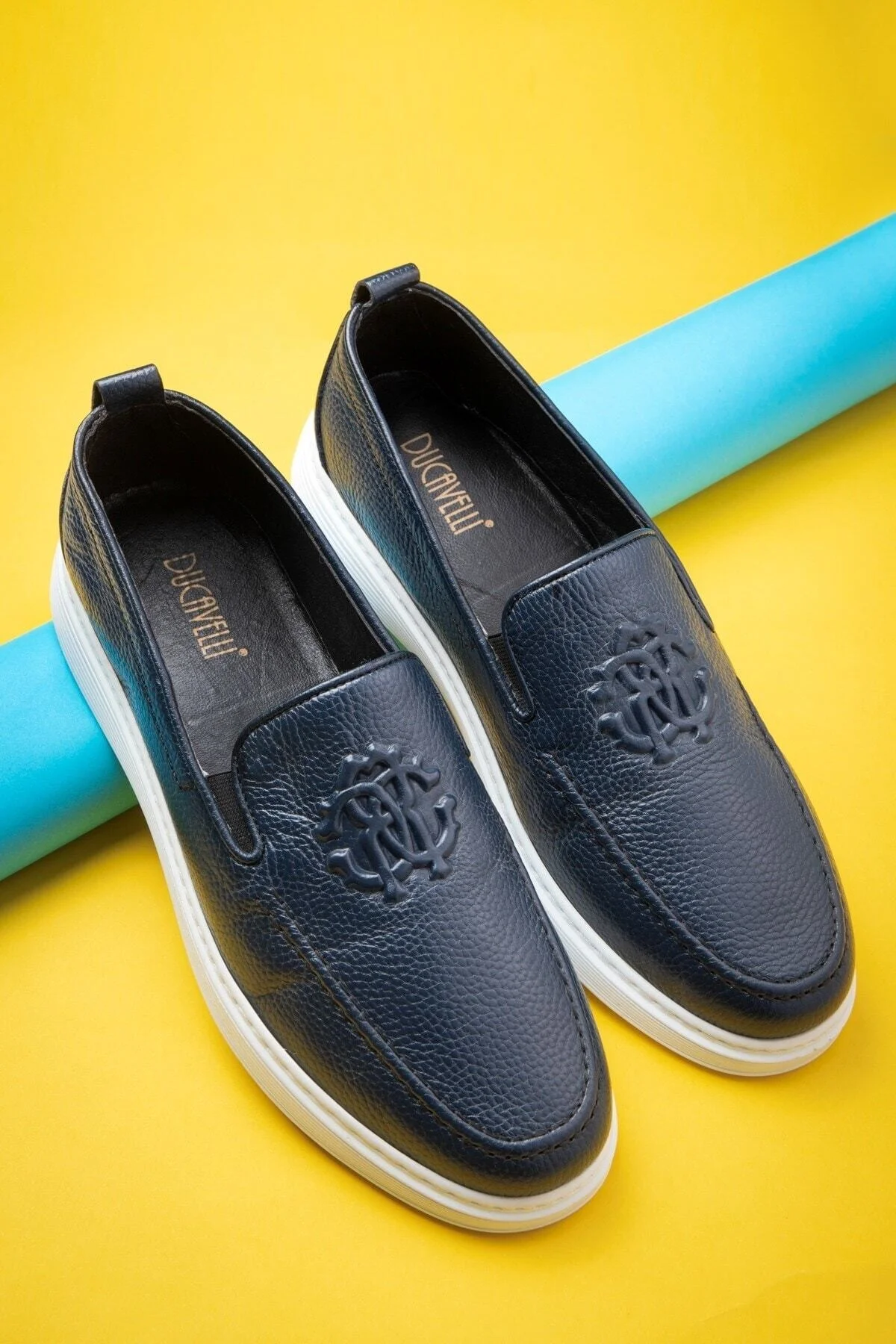 Stamped Hakiki Deri Erkek Günlük Ayakkabı, Loafer Ayakkabı, Hafif Ayakkabı, Yazlık Ayakkabı - Ducavelli Görsel 6