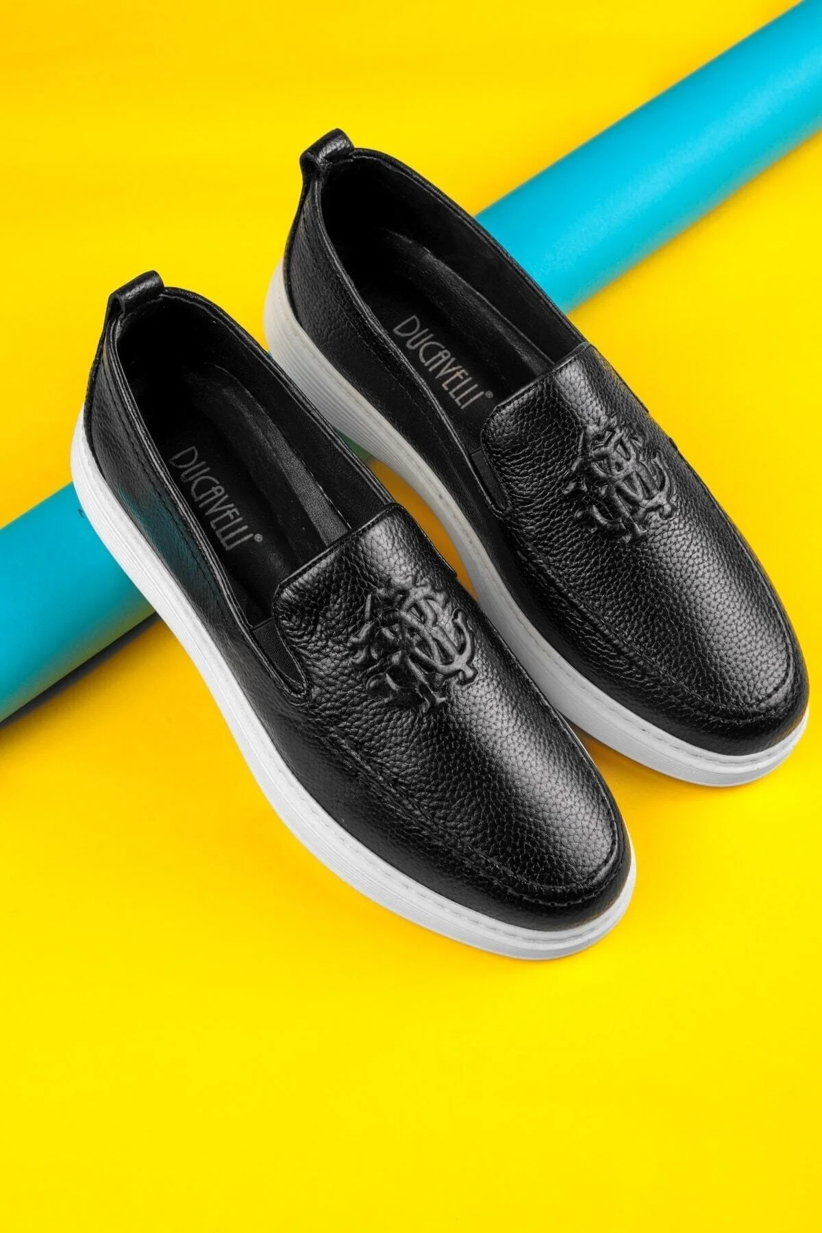 Stamped Hakiki Deri Erkek Günlük Ayakkabı, Loafer Ayakkabı, Hafif Ayakkabı, Yazlık Ayakkabı - Ducavelli Görsel 6