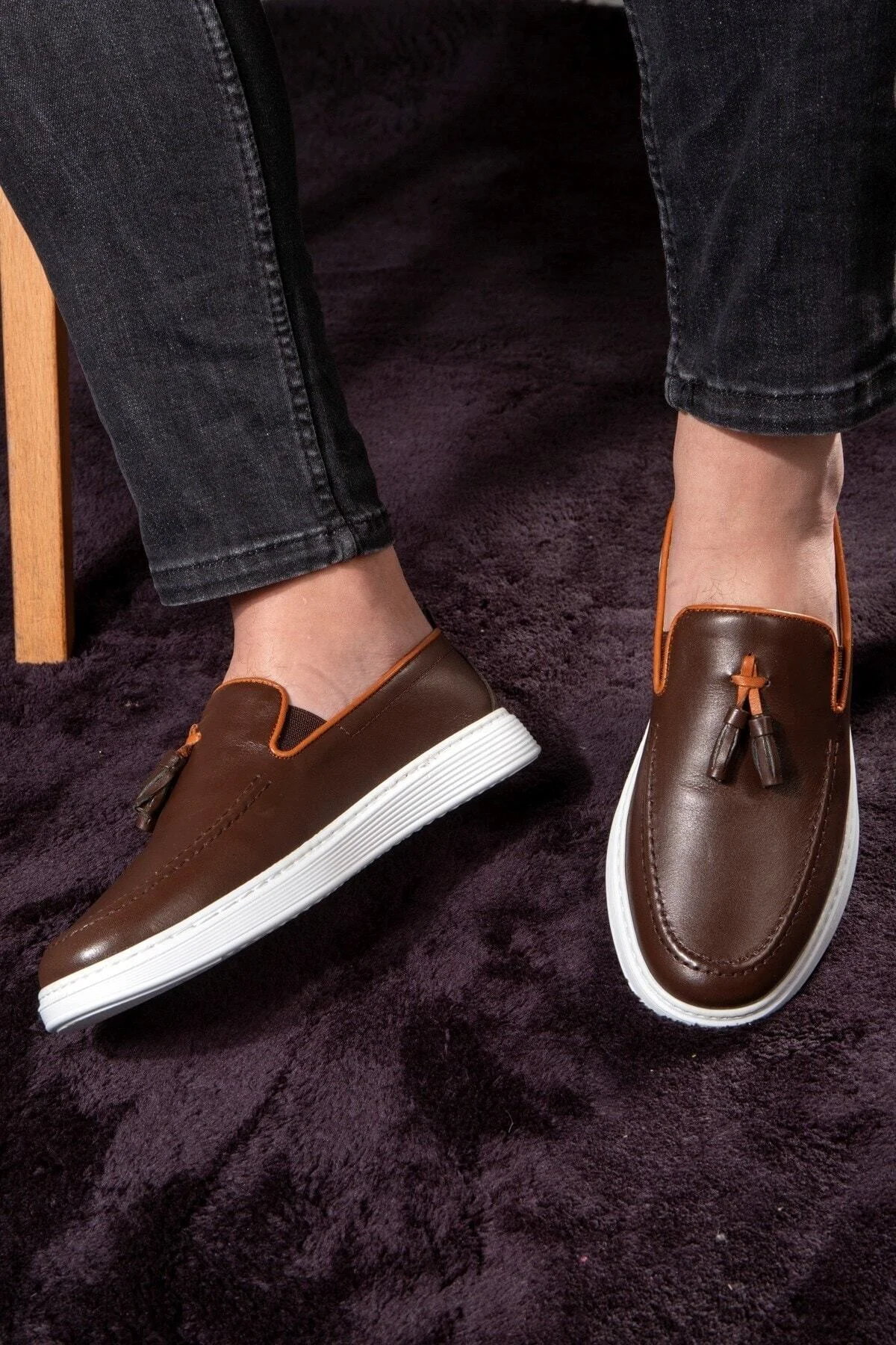 Fringe Hakiki Deri Erkek Günlük Ayakkabı, Loafer Ayakkabı, Hafif Ayakkabı, Yazlık Ayakkabı - Ducavelli Görsel 7