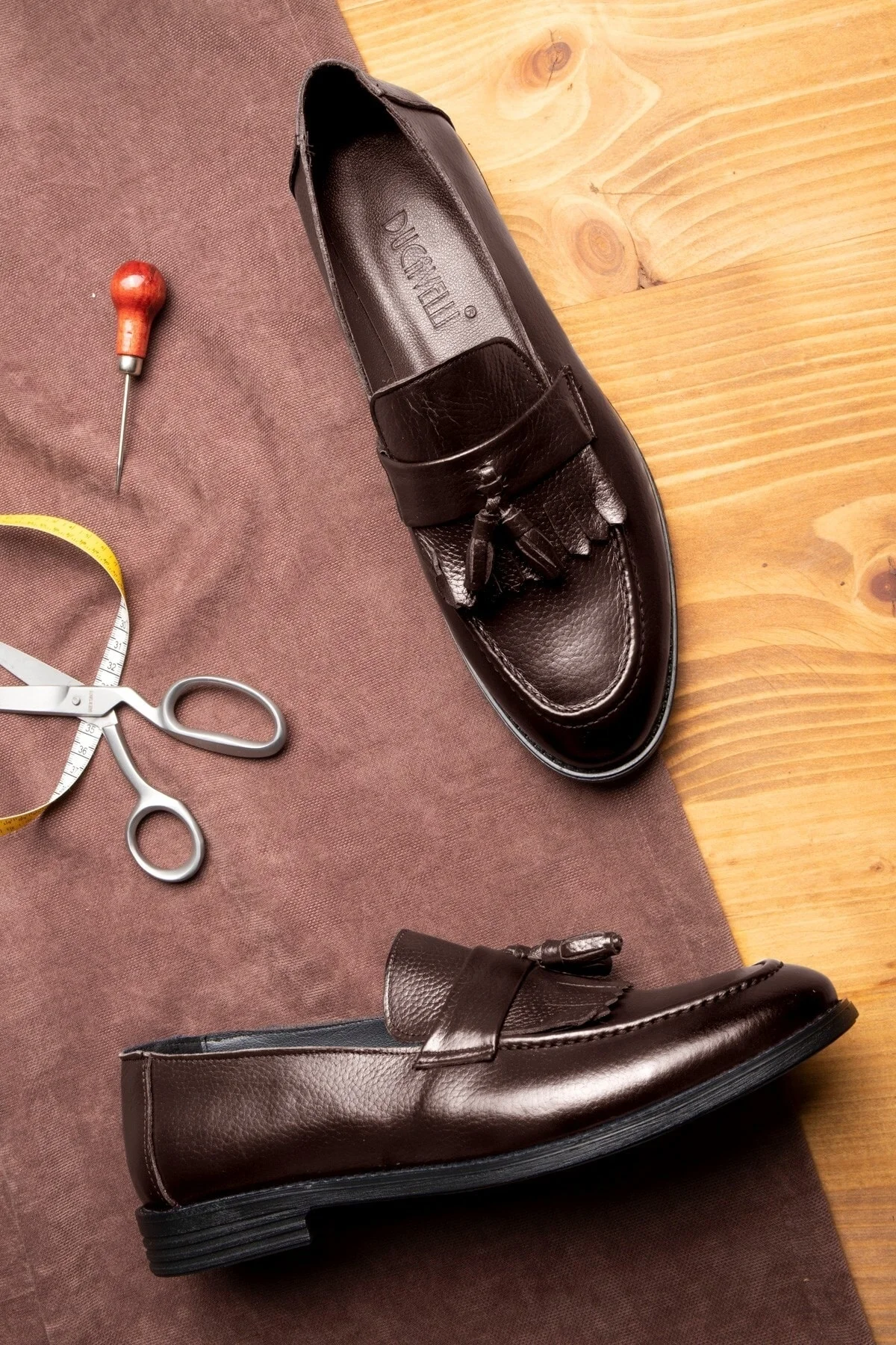 Tassel Hakiki Deri Erkek Klasik Ayakkabı, Loafer Klasik Ayakkabı, Makosen Ayakkabı - Ducavelli Görsel 5