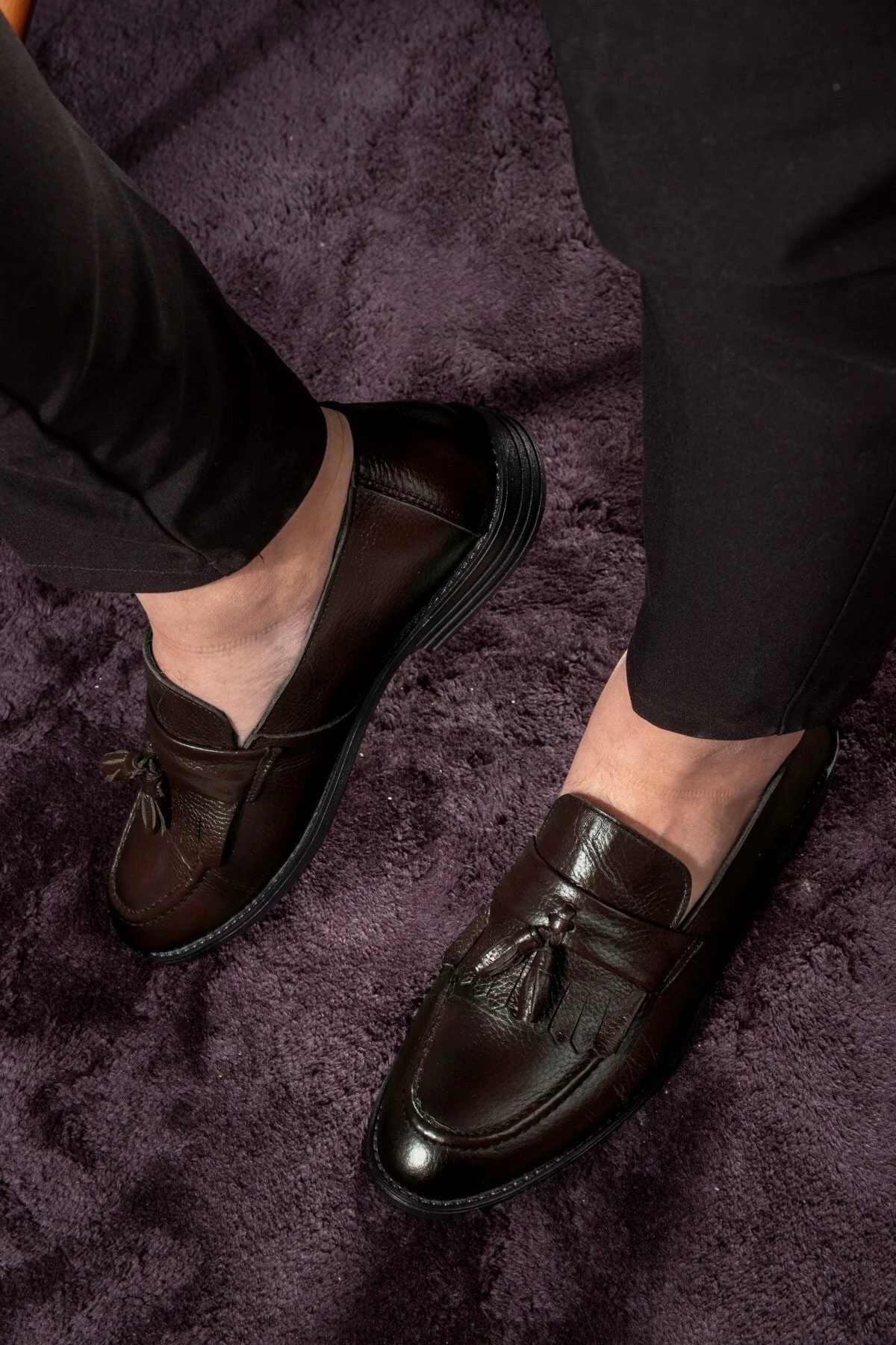 Tassel Hakiki Deri Erkek Klasik Ayakkabı, Loafer Klasik Ayakkabı, Makosen Ayakkabı - Ducavelli Görsel 8